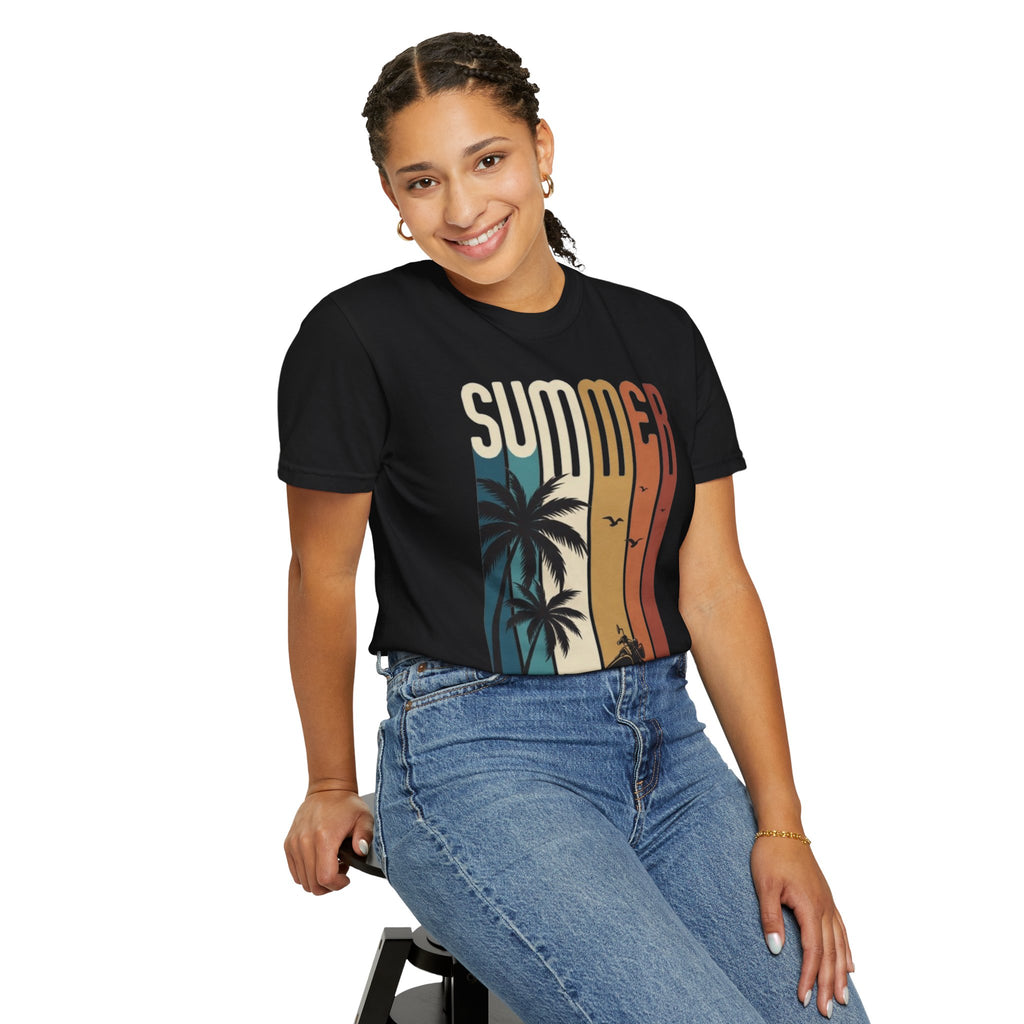 Summer Motorcycle Tee — Retro Palm Tree Beach Graphic T-Shirt