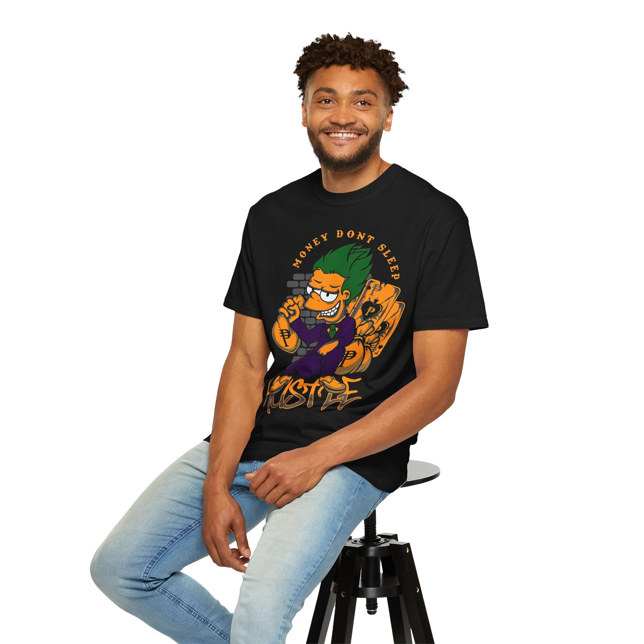 T-Shirt — 'Money Don’t Sleep' Cartoon Hustle Tee