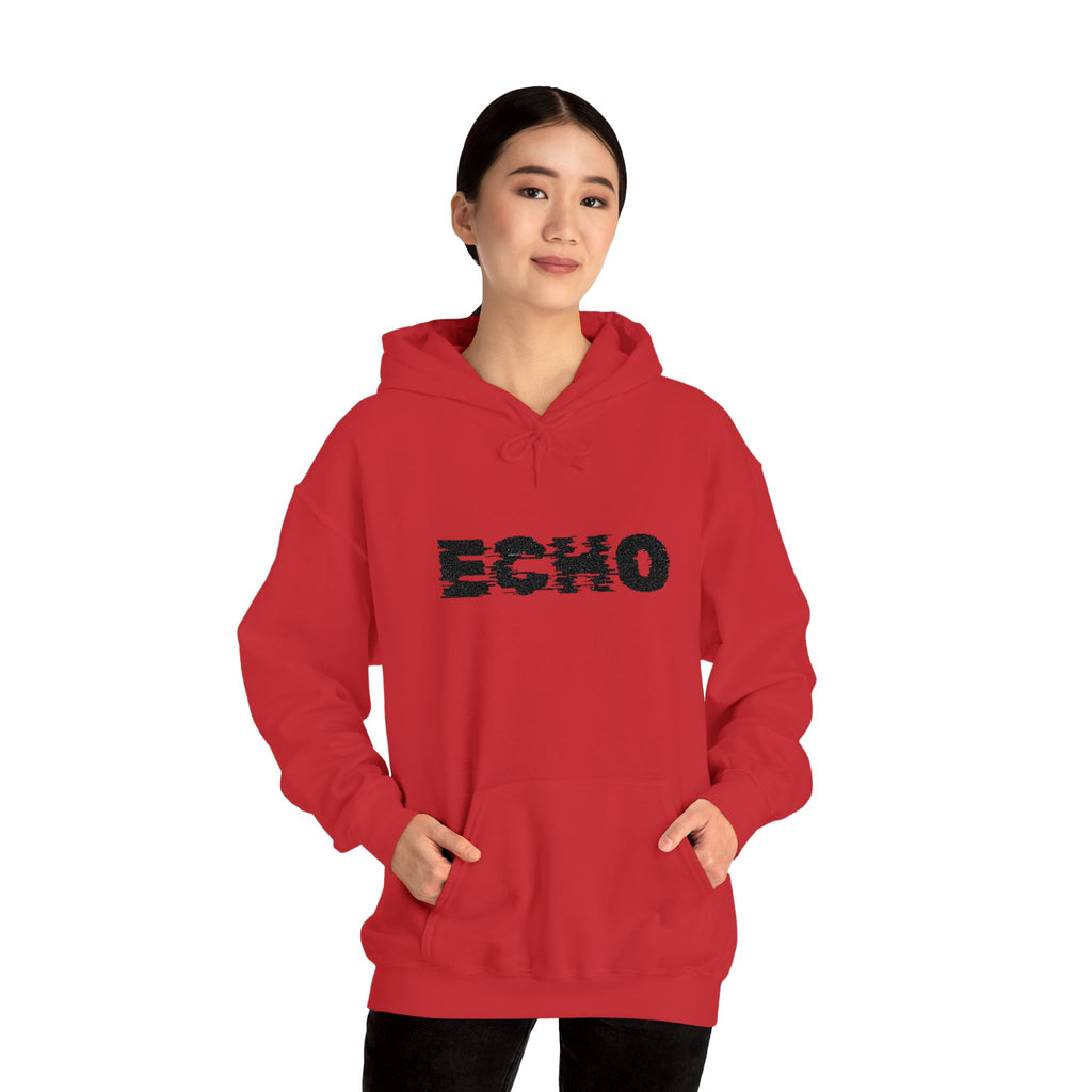Echo Distressed Logo Hoodie — Retro Grunge Streetwear Pullover