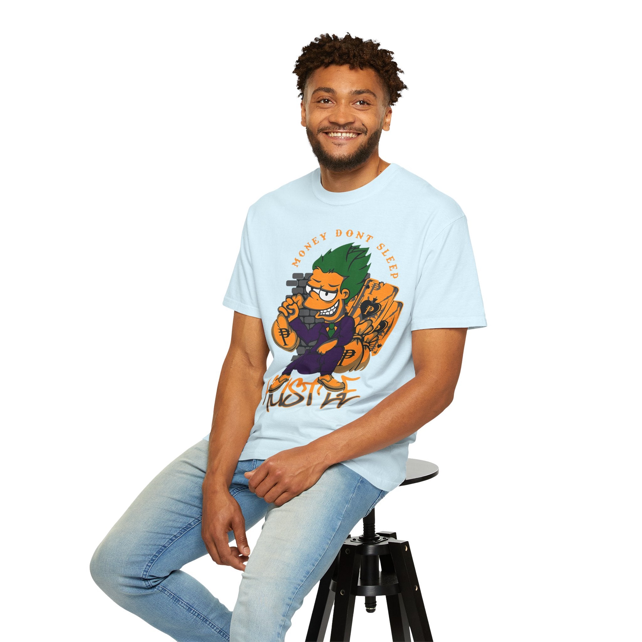 T-Shirt — 'Money Don’t Sleep' Cartoon Hustle Tee