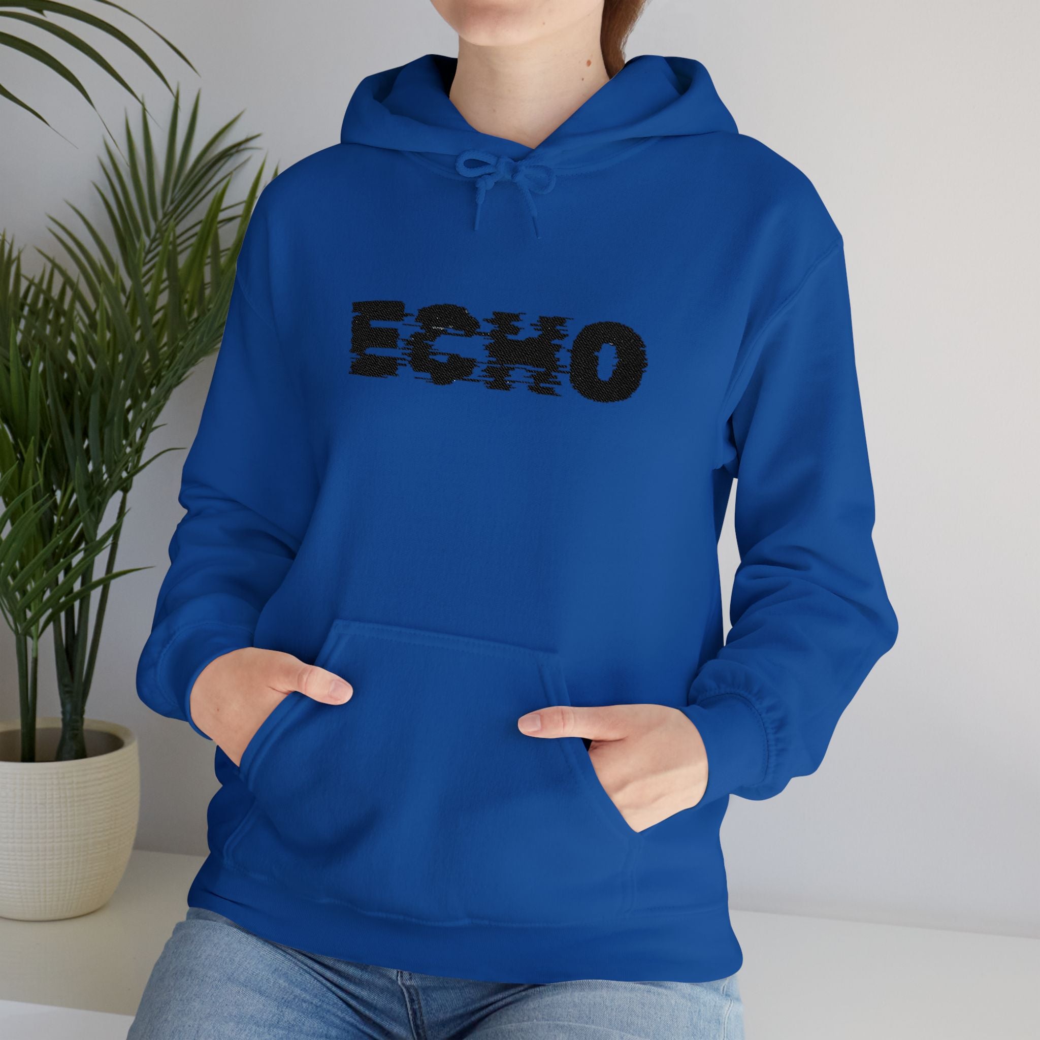 Echo Distressed Logo Hoodie — Retro Grunge Streetwear Pullover