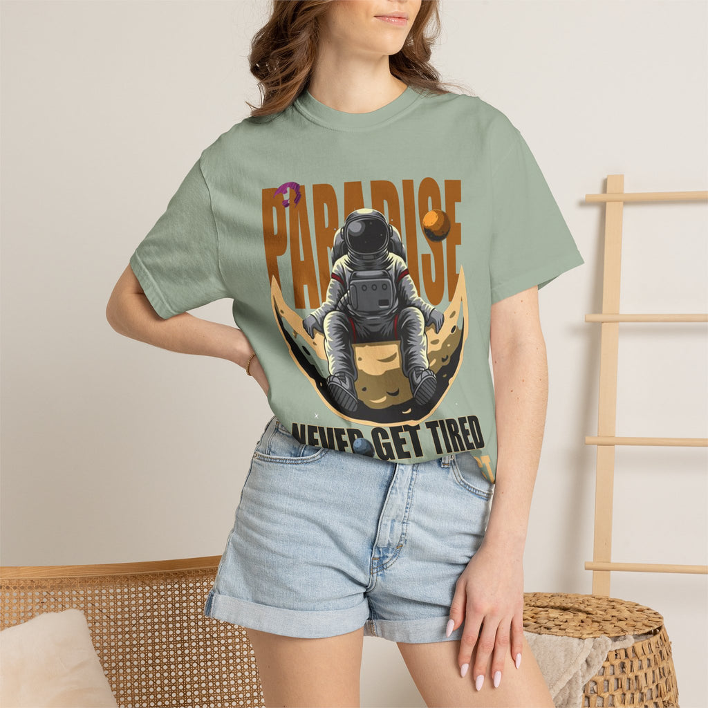 T-Shirt — 'Paradise: Never Get Tired of Getting Lost' Astronaut Graphic Tee