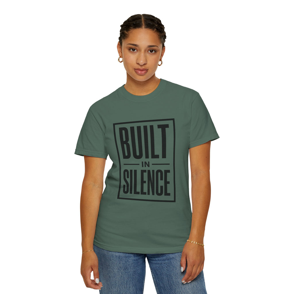 Built In Silence T-Shirt — Minimalist Bold Typography Tee