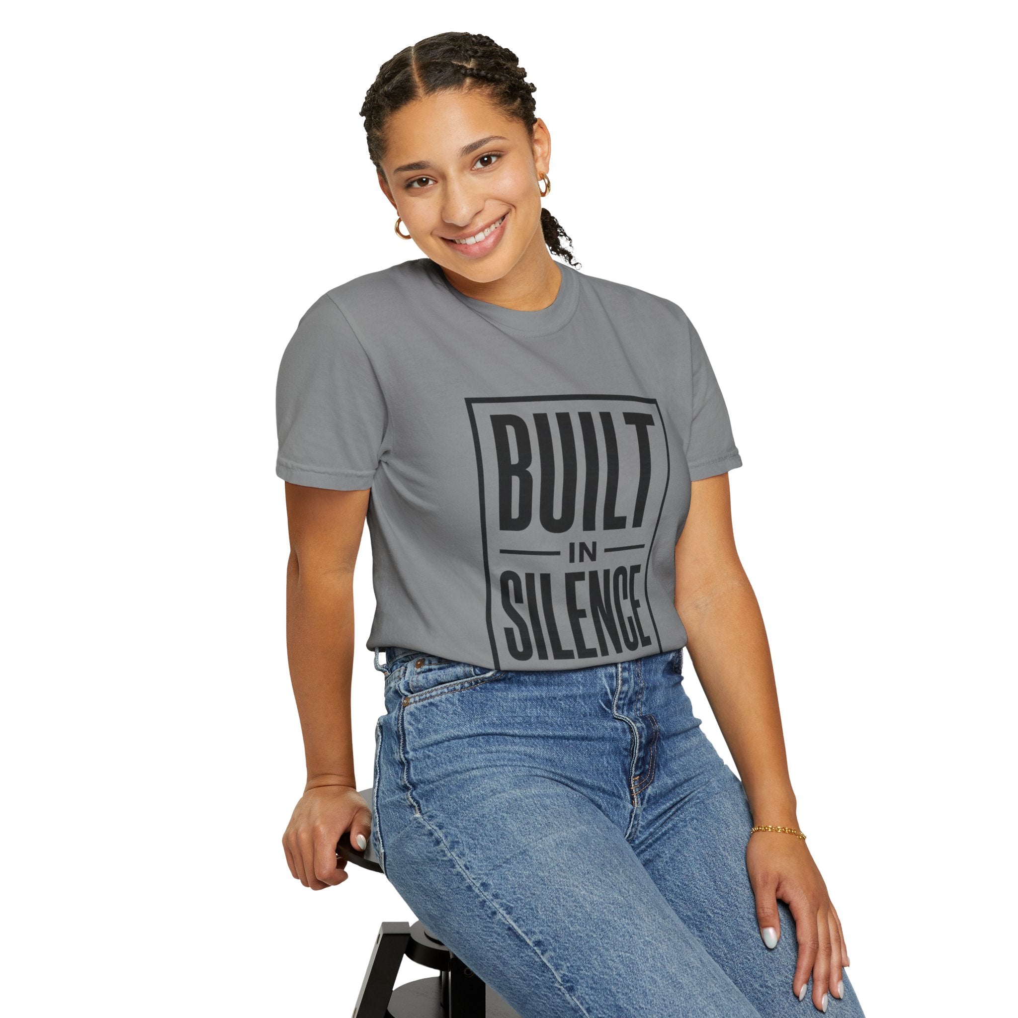 Built In Silence T-Shirt — Minimalist Bold Typography Tee
