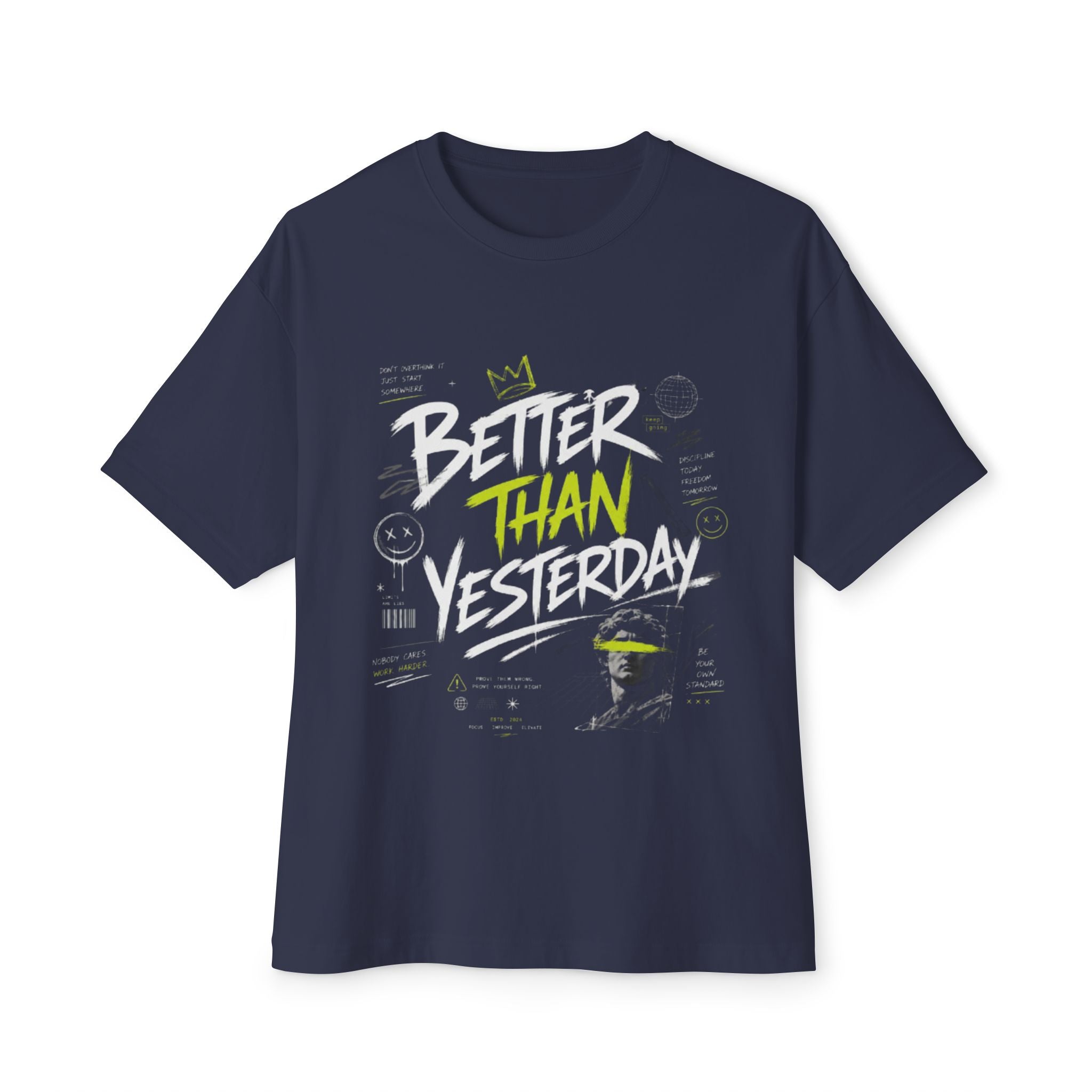 Better Than Yesterday Graphic Tee — Motivational Oversized Boxy T‑Shirt