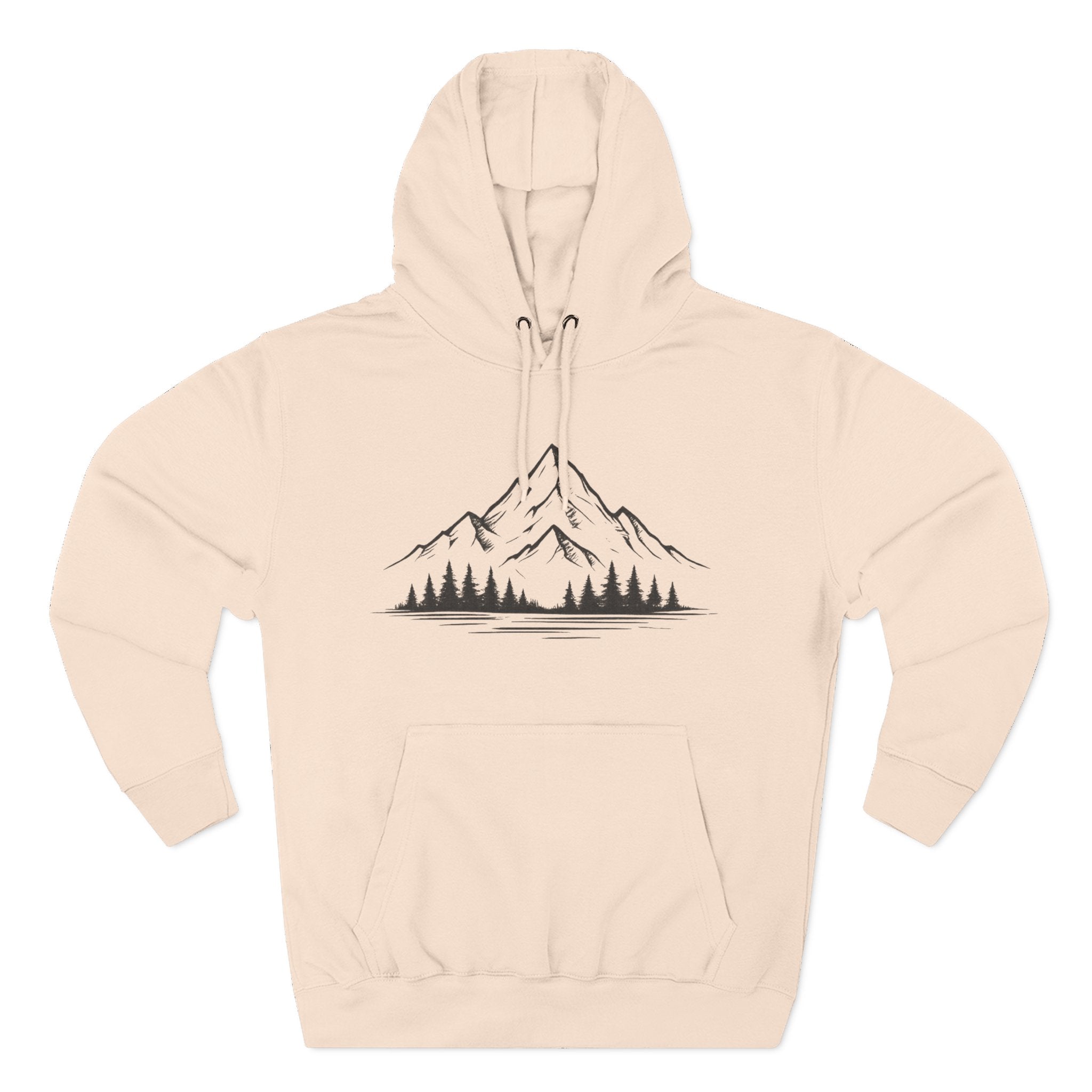 Mountain Pines Hoodie — Minimal Mountain & Forest Graphic Pullover