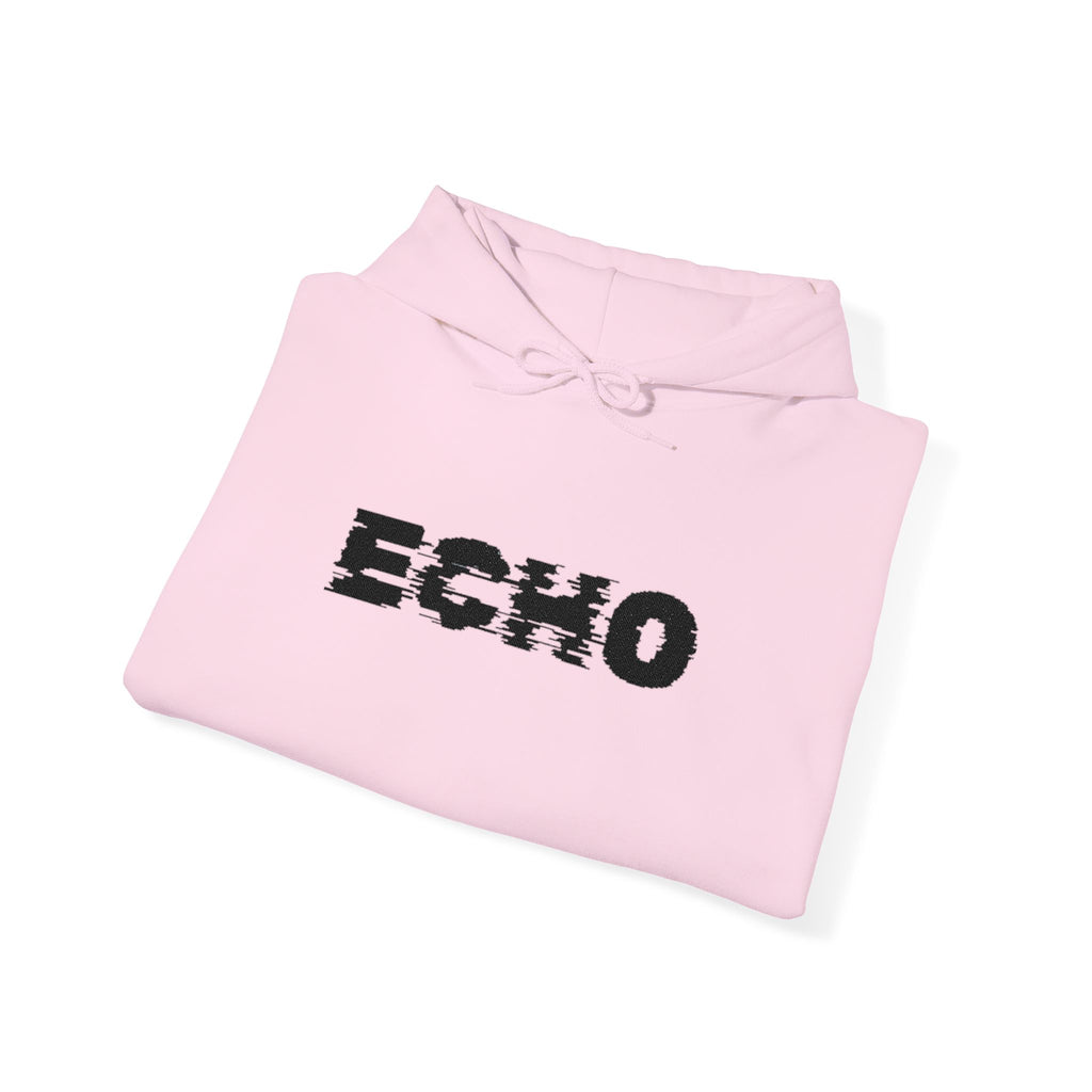 Echo Distressed Logo Hoodie — Retro Grunge Streetwear Pullover
