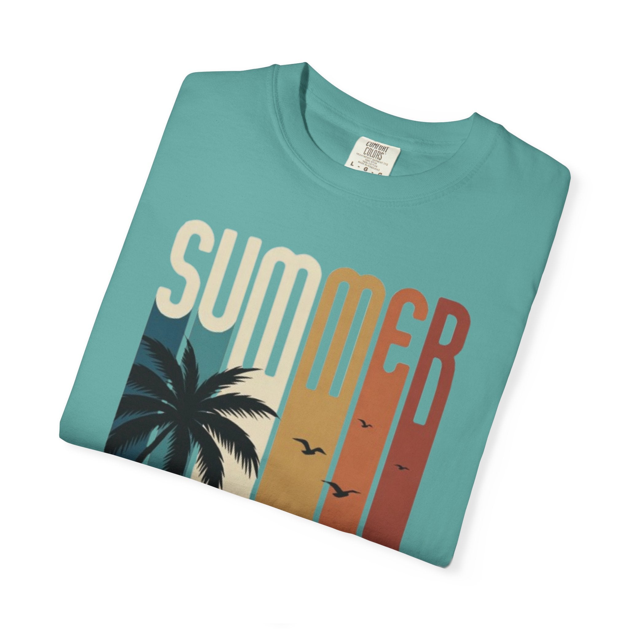 Summer Motorcycle Tee — Retro Palm Tree Beach Graphic T-Shirt