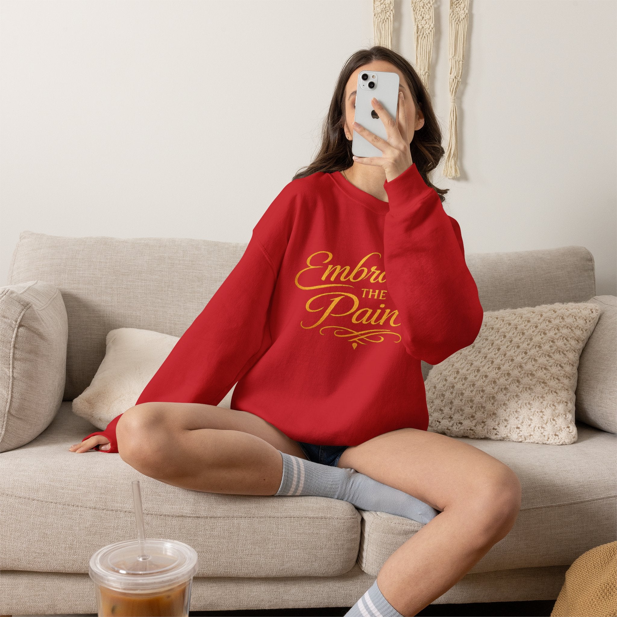 Embrace the Pain Crewneck Sweatshirt — Motivational Graphic Pullover