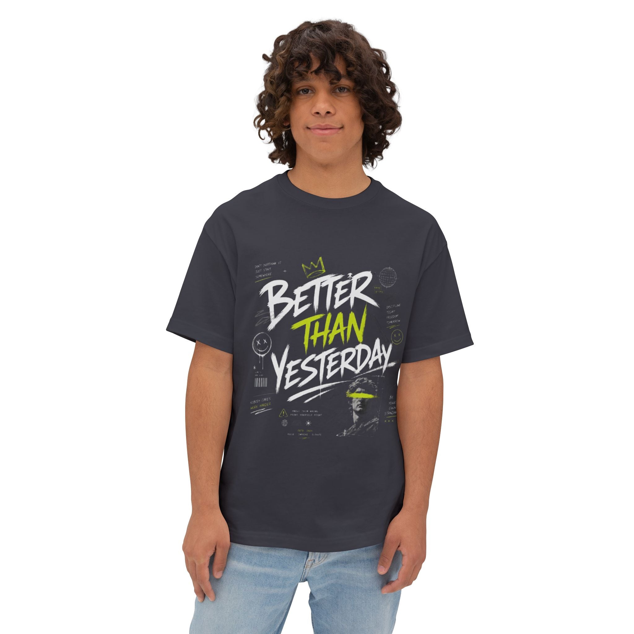 Better Than Yesterday Graphic Tee — Motivational Oversized Boxy T‑Shirt