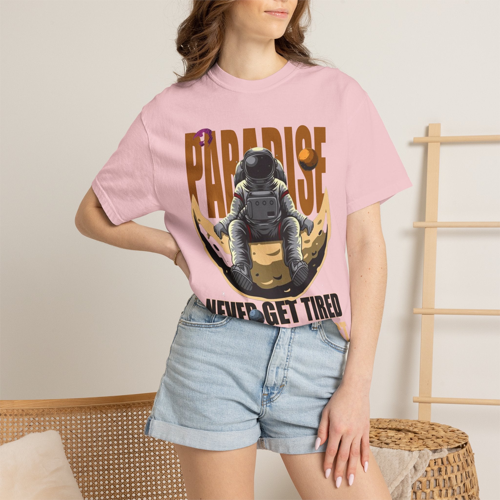 T-Shirt — 'Paradise: Never Get Tired of Getting Lost' Astronaut Graphic Tee