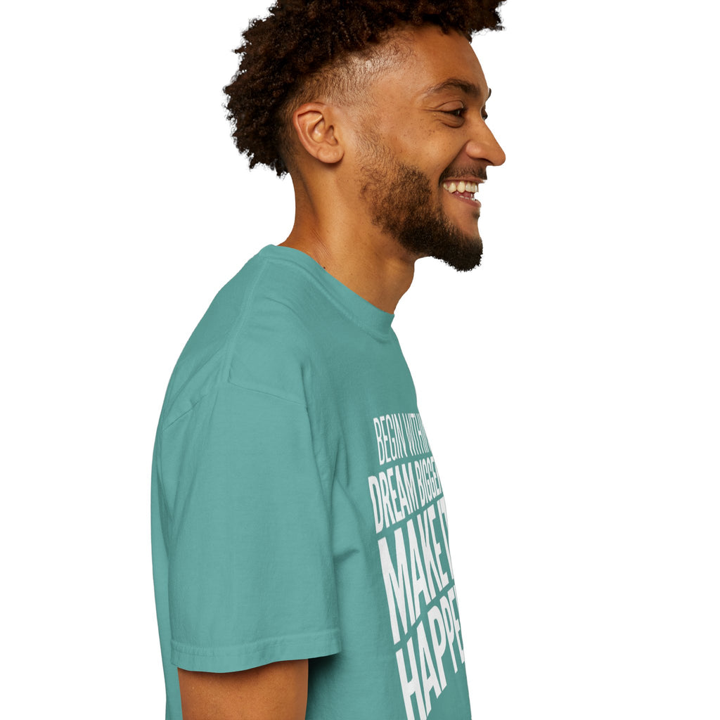Motivational T-Shirt — “Begin Within. Dream Bigger. Make It Happen.” Inspirational Quote Tee