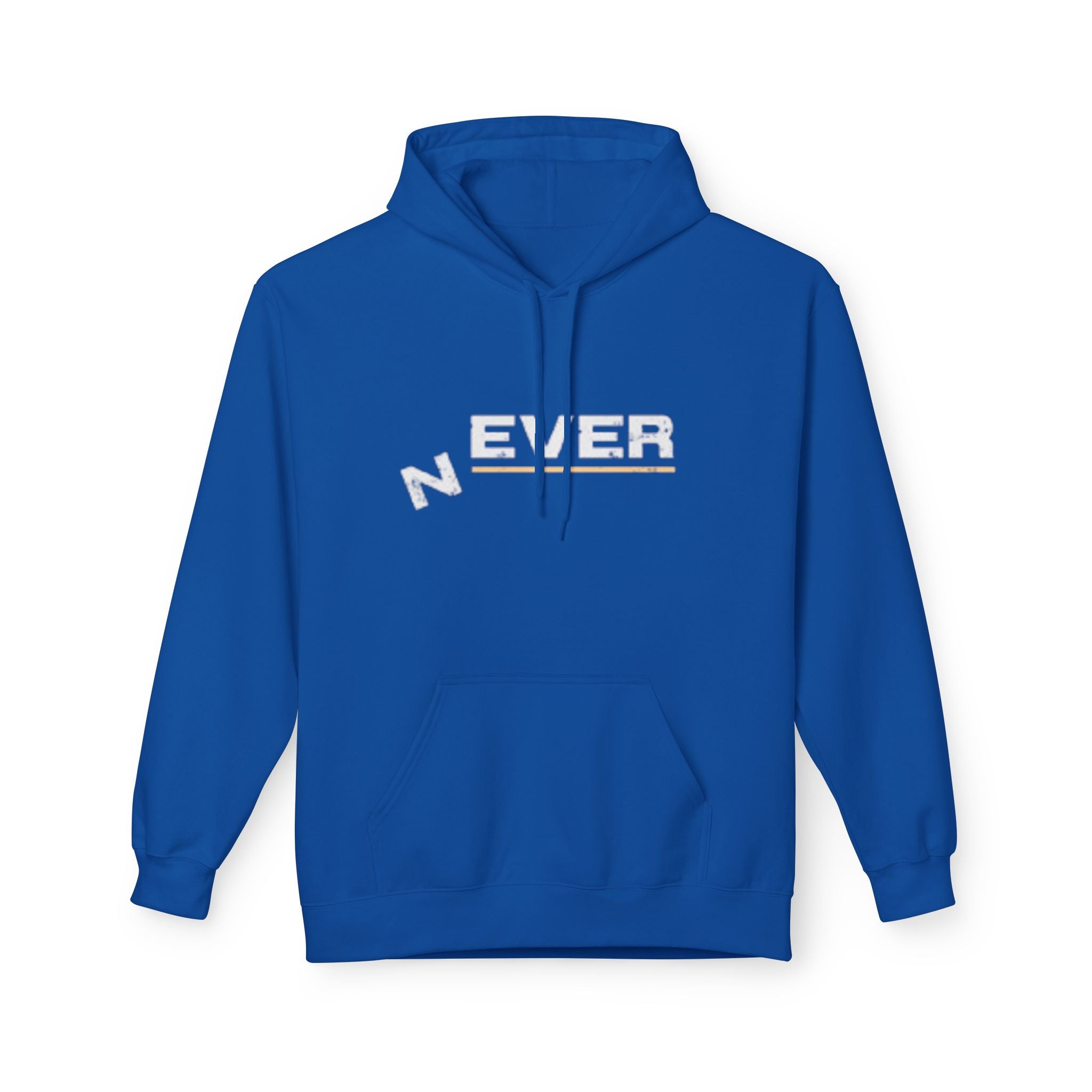 Never Typography Hoodie — Brown Casual Graphic Pullover
