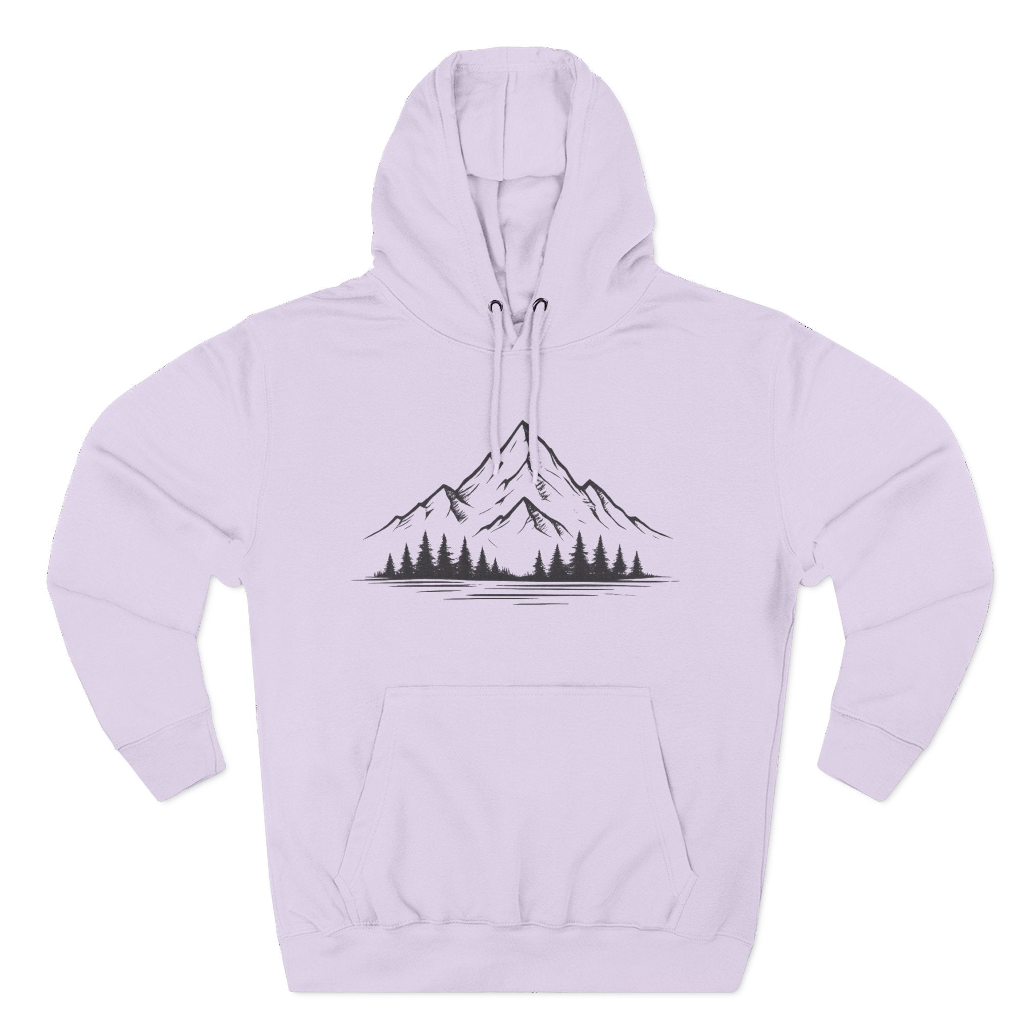 Mountain Pines Hoodie — Minimal Mountain & Forest Graphic Pullover