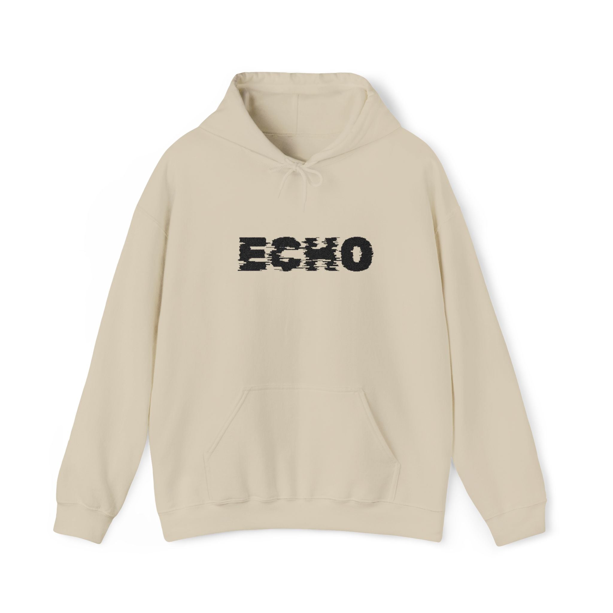 Echo Distressed Logo Hoodie — Retro Grunge Streetwear Pullover