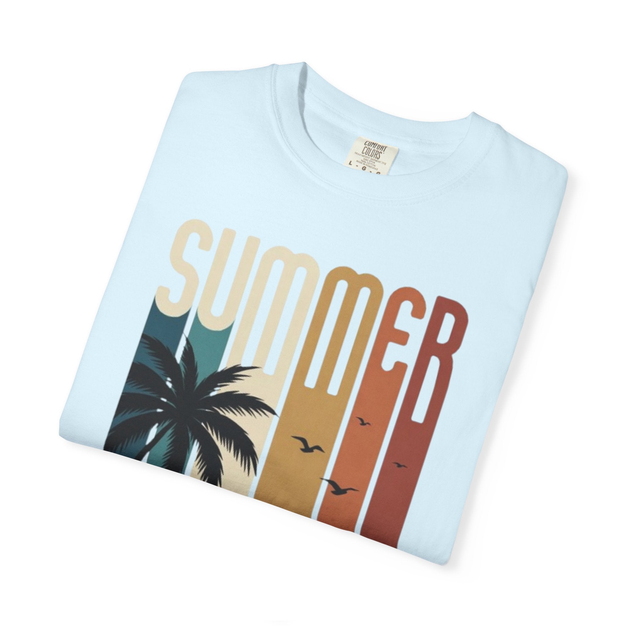 Summer Motorcycle Tee — Retro Palm Tree Beach Graphic T-Shirt