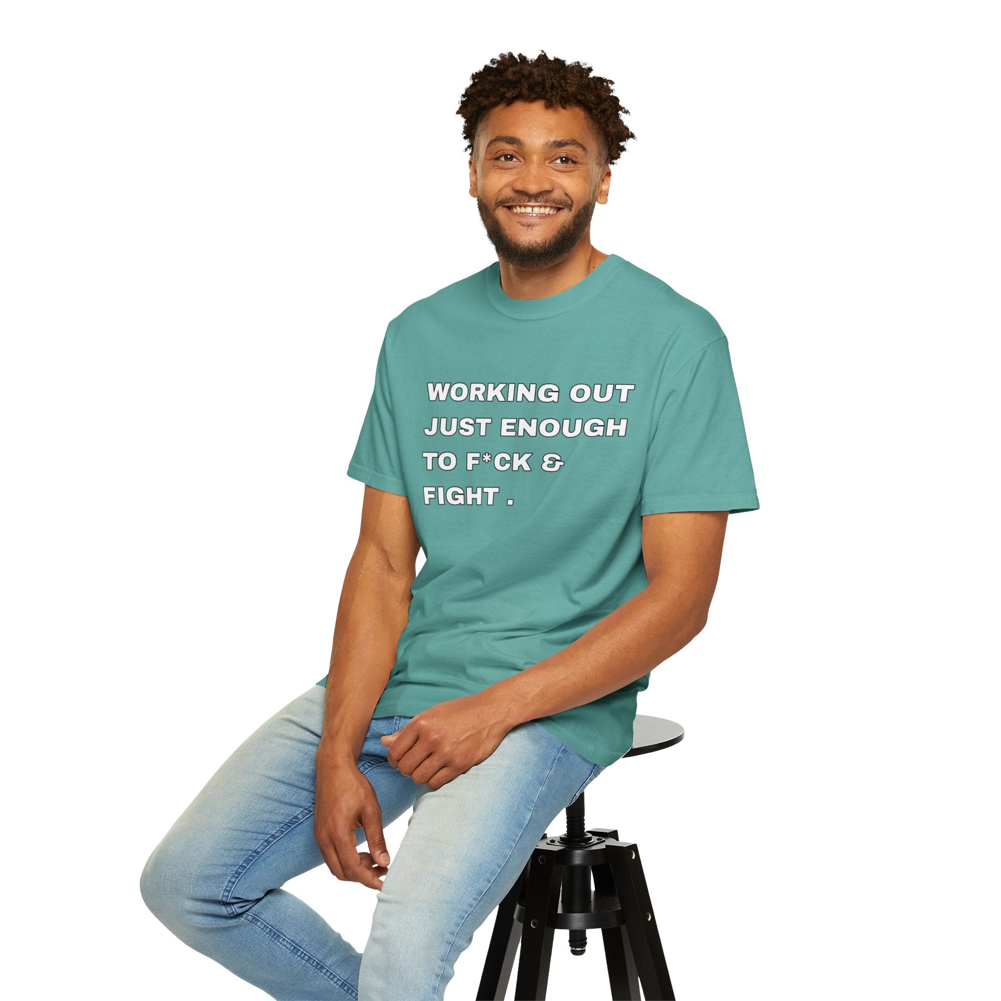 GYM T-Shirt — "Working Out Just Enough to F*ck & Fight" Motivational Sarcastic Tee