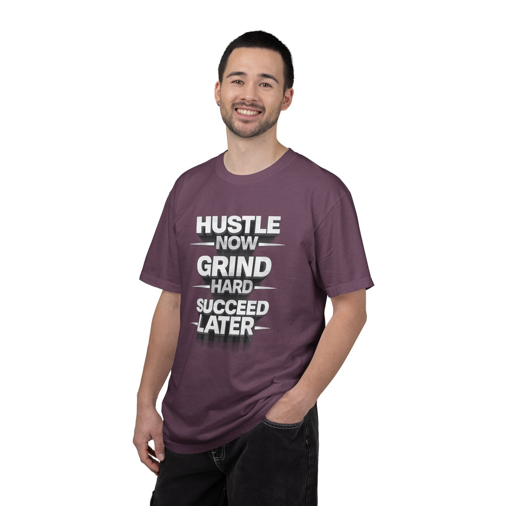 Motivational Hustle T‑Shirt — “Hustle Now, Grind Hard, Succeed Later”