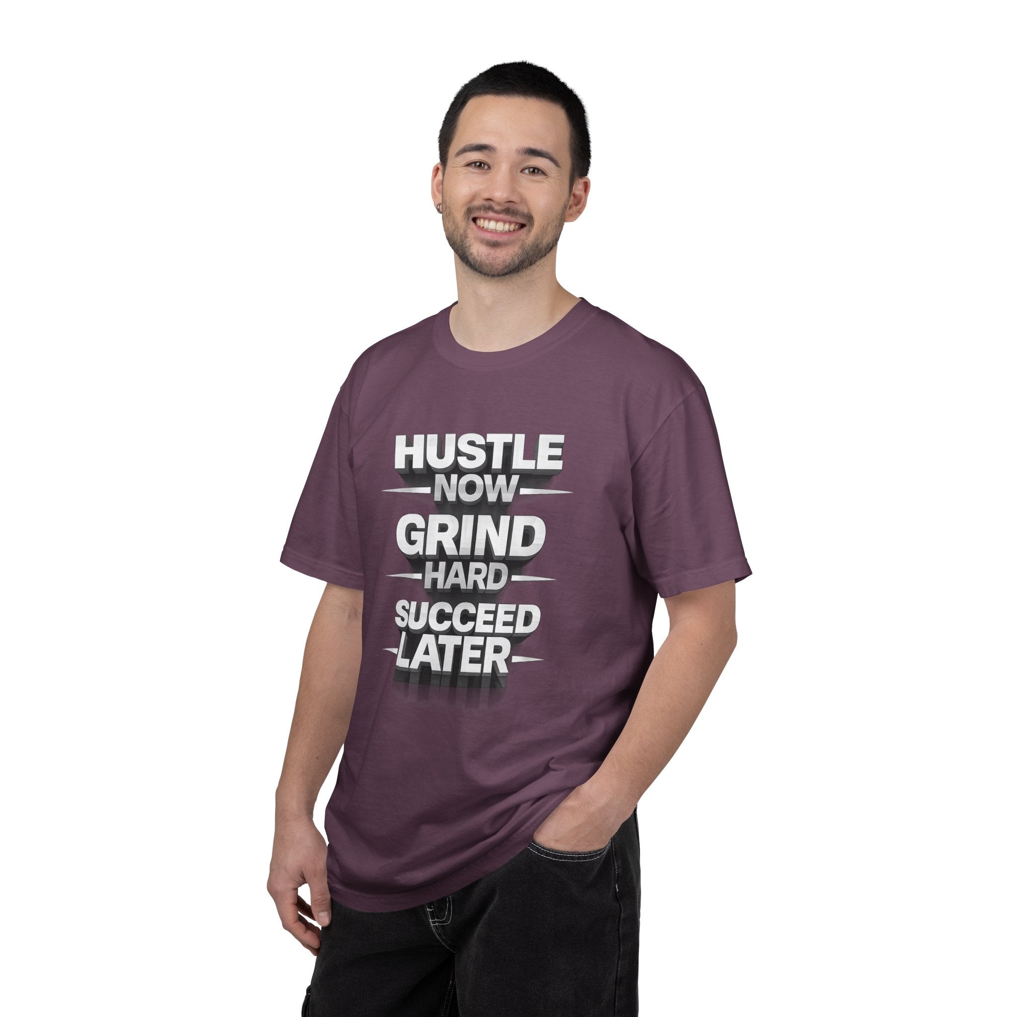 Motivational Hustle T‑Shirt — “Hustle Now, Grind Hard, Succeed Later”