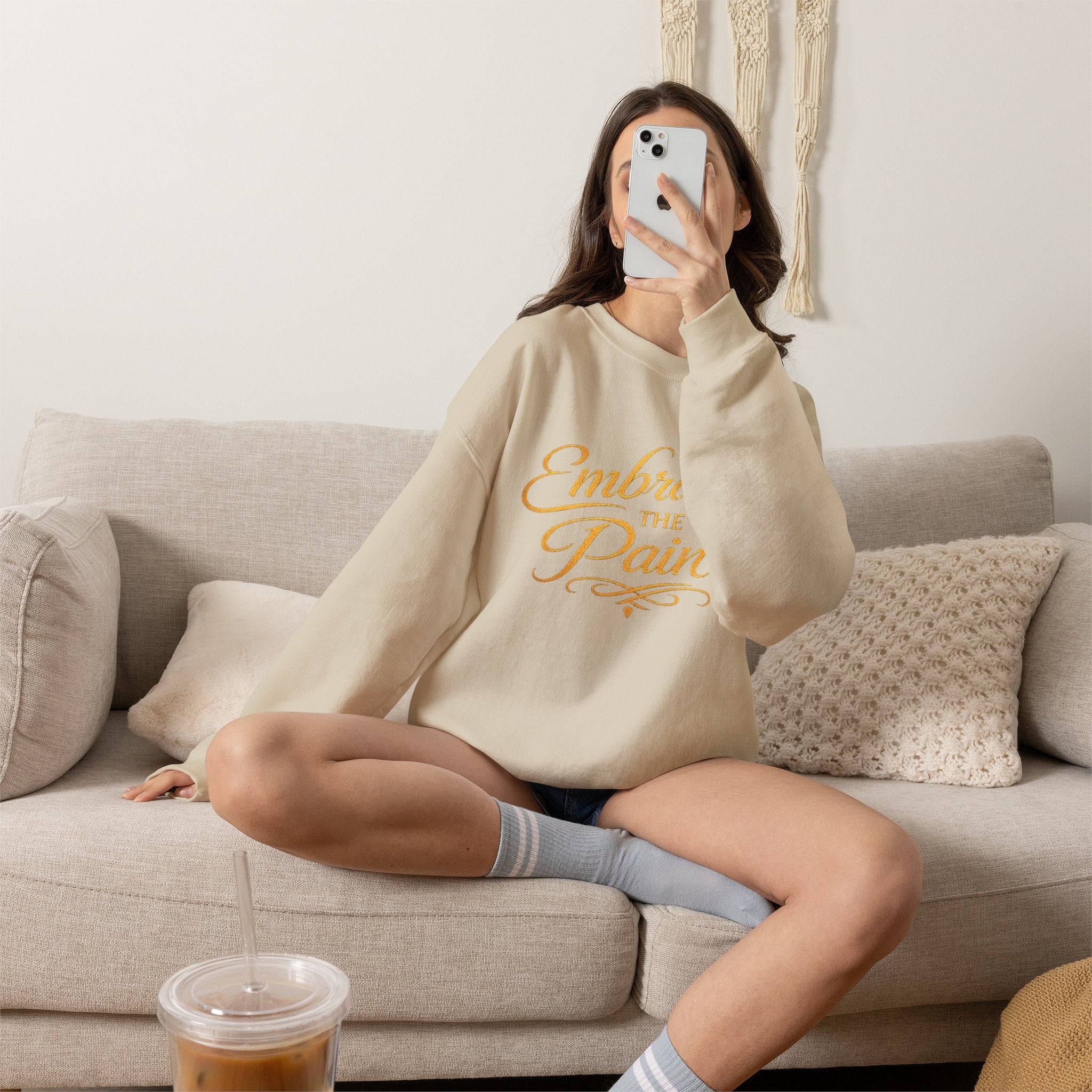 Embrace the Pain Crewneck Sweatshirt — Motivational Graphic Pullover