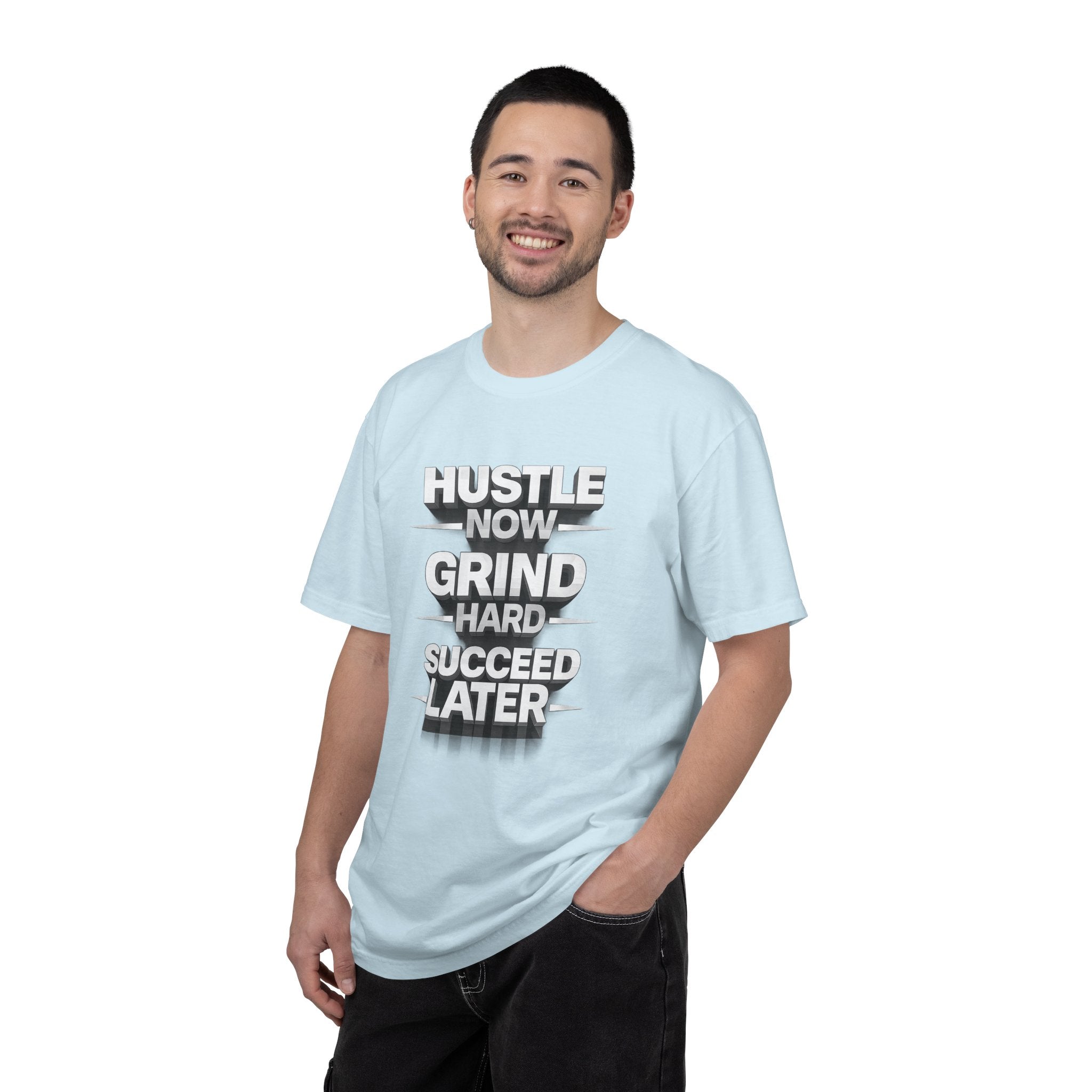 Motivational Hustle T‑Shirt — “Hustle Now, Grind Hard, Succeed Later”