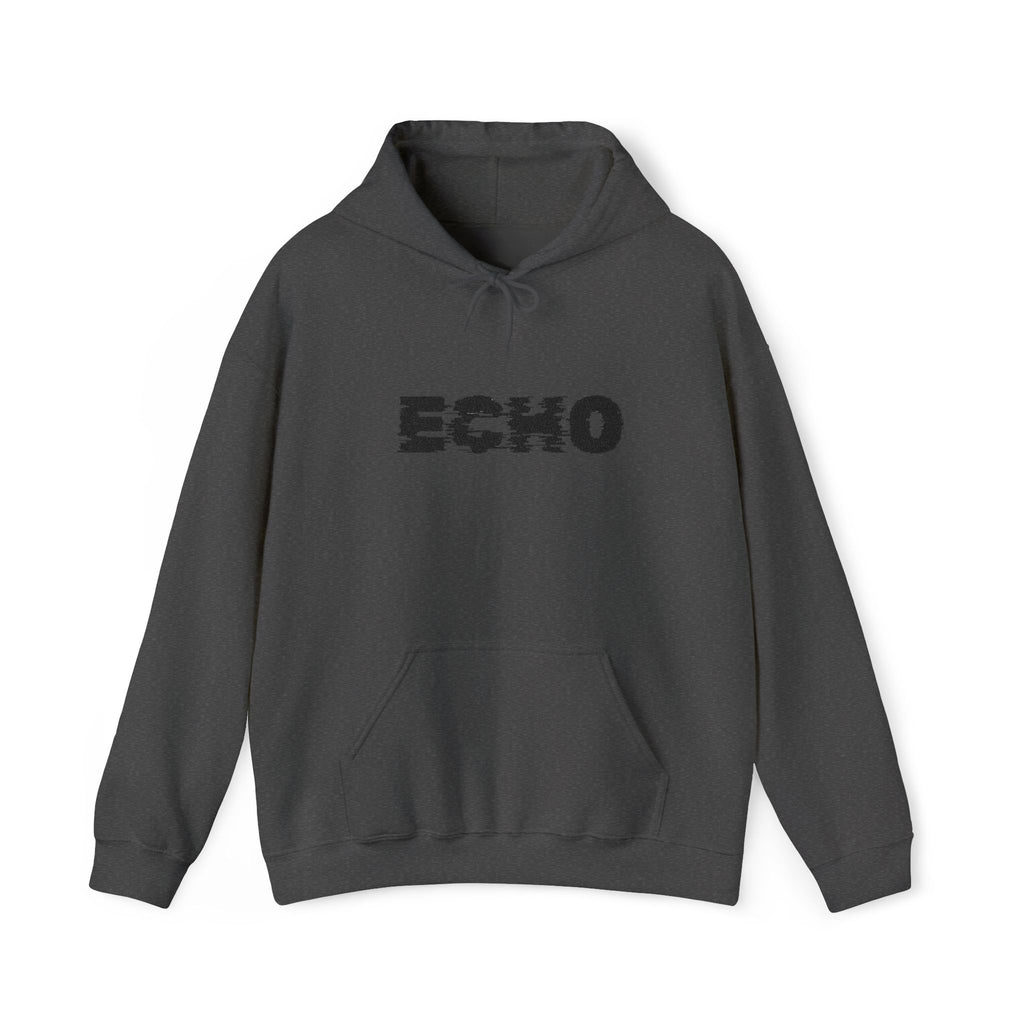 Echo Distressed Logo Hoodie — Retro Grunge Streetwear Pullover