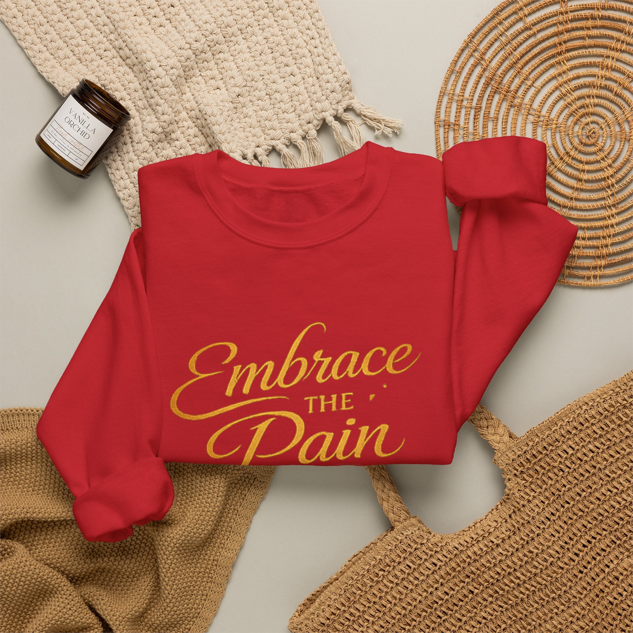 Embrace the Pain Crewneck Sweatshirt — Motivational Graphic Pullover