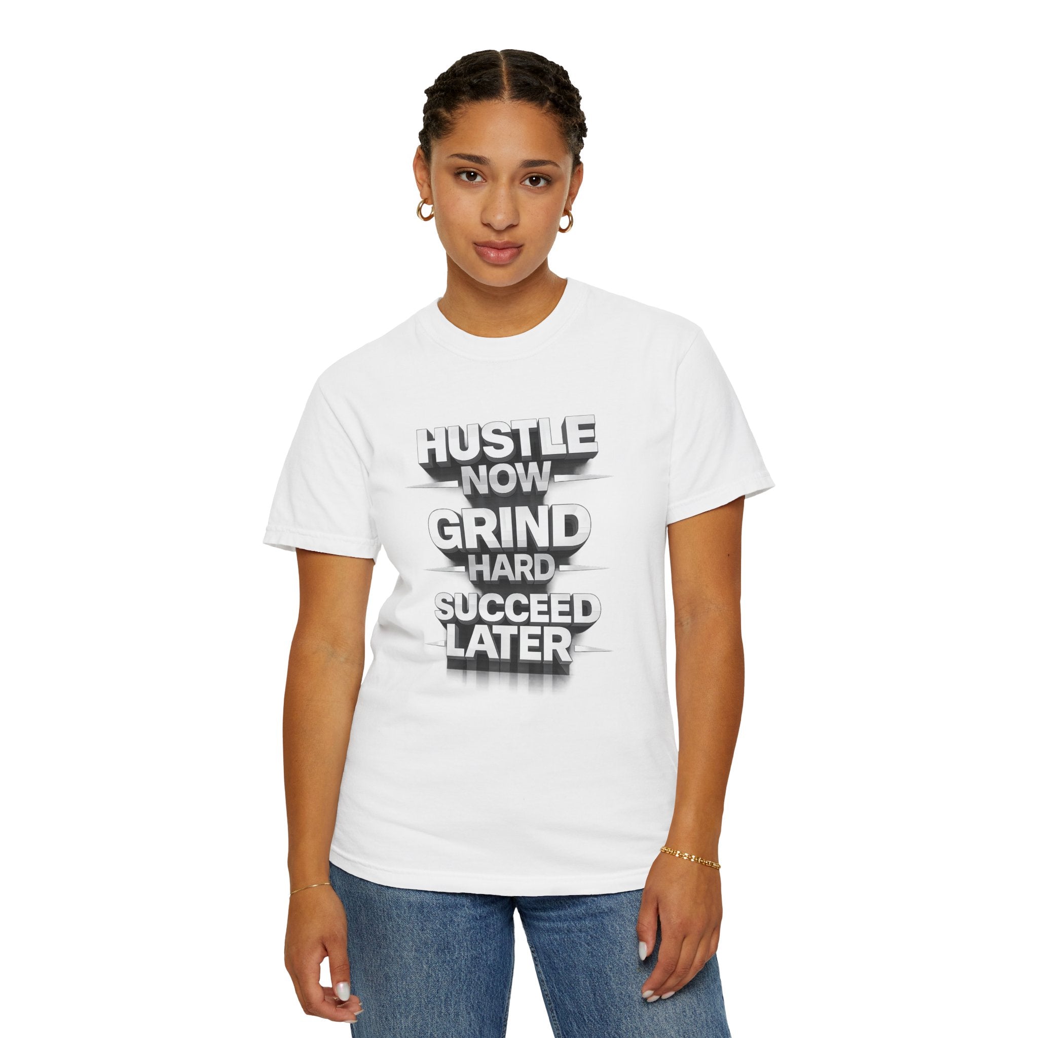 Motivational Hustle T‑Shirt — “Hustle Now, Grind Hard, Succeed Later”