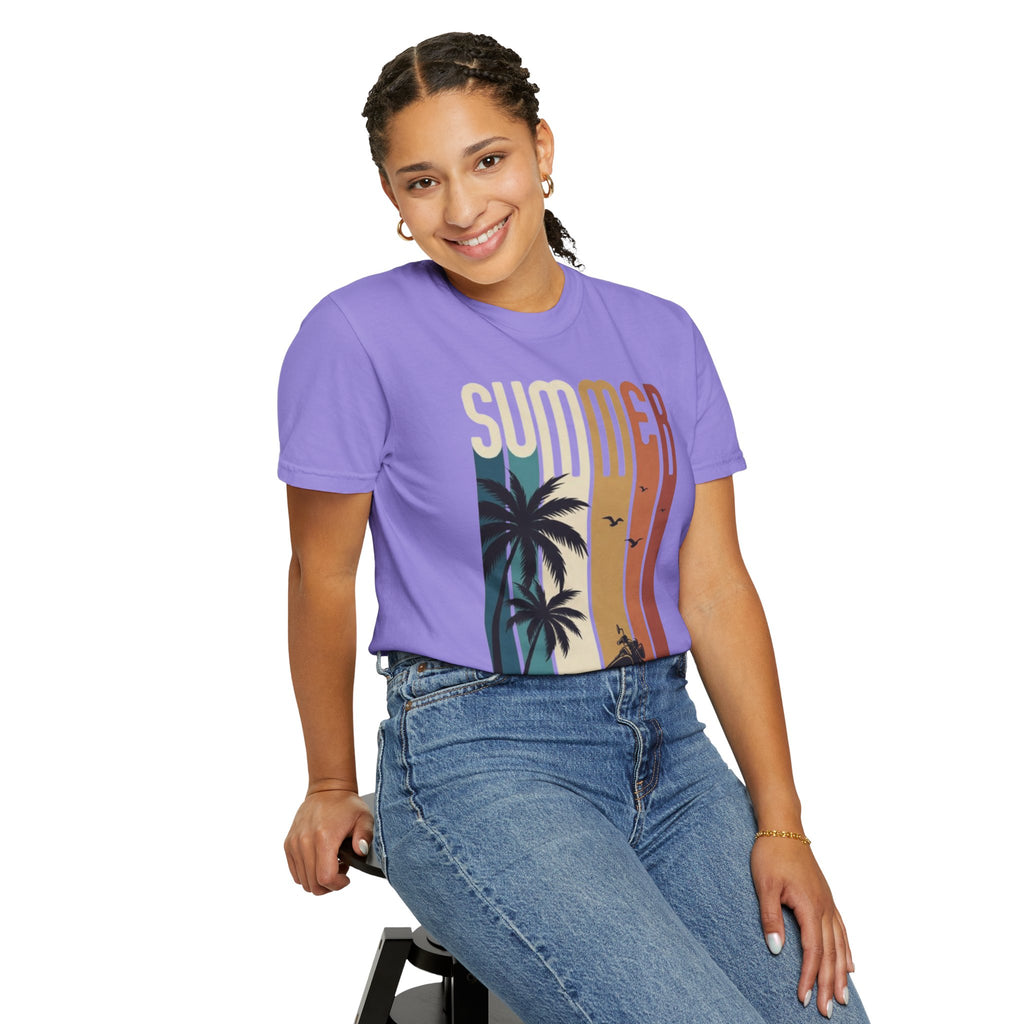 Summer Motorcycle Tee — Retro Palm Tree Beach Graphic T-Shirt