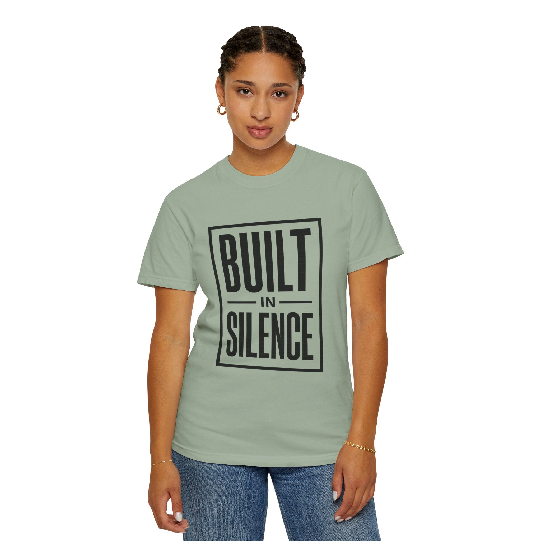 Built In Silence T-Shirt — Minimalist Bold Typography Tee