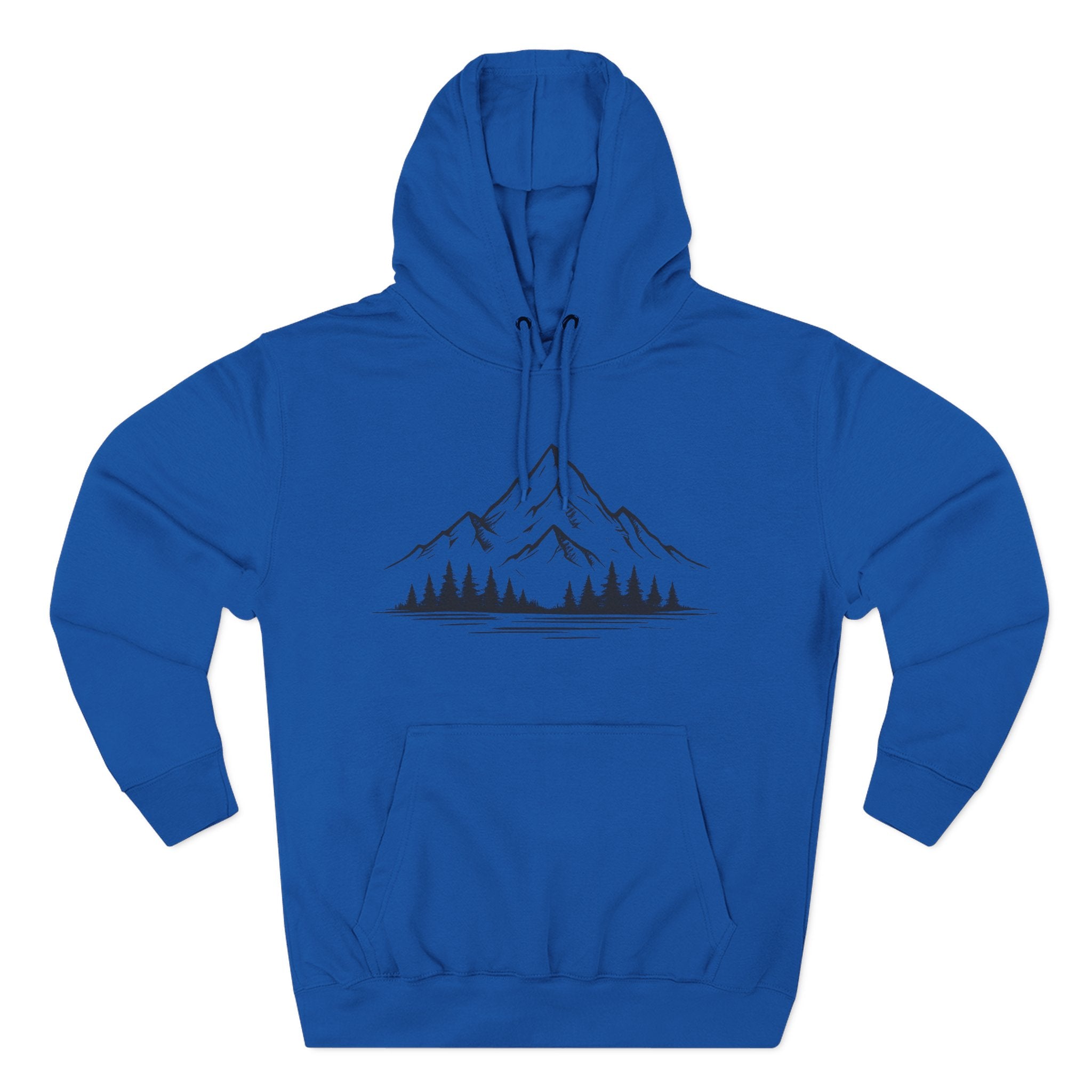 Mountain Pines Hoodie — Minimal Mountain & Forest Graphic Pullover
