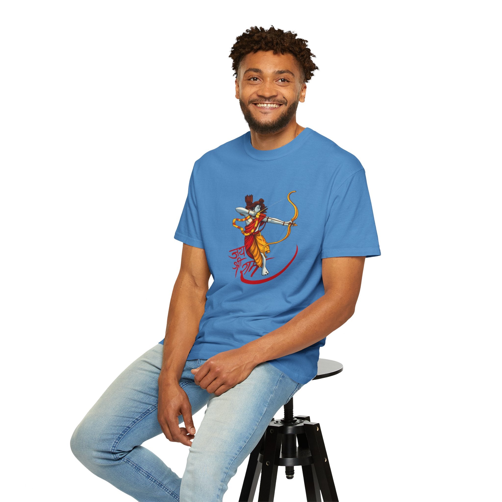 Ram Archer T-Shirt with ‘Jai Shri Ram’ Hindi Script — Hindu Festival & Devotional Tee