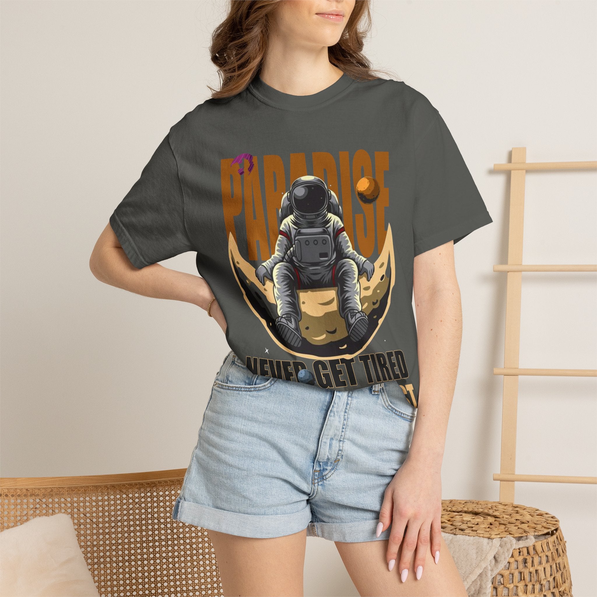 T-Shirt — 'Paradise: Never Get Tired of Getting Lost' Astronaut Graphic Tee
