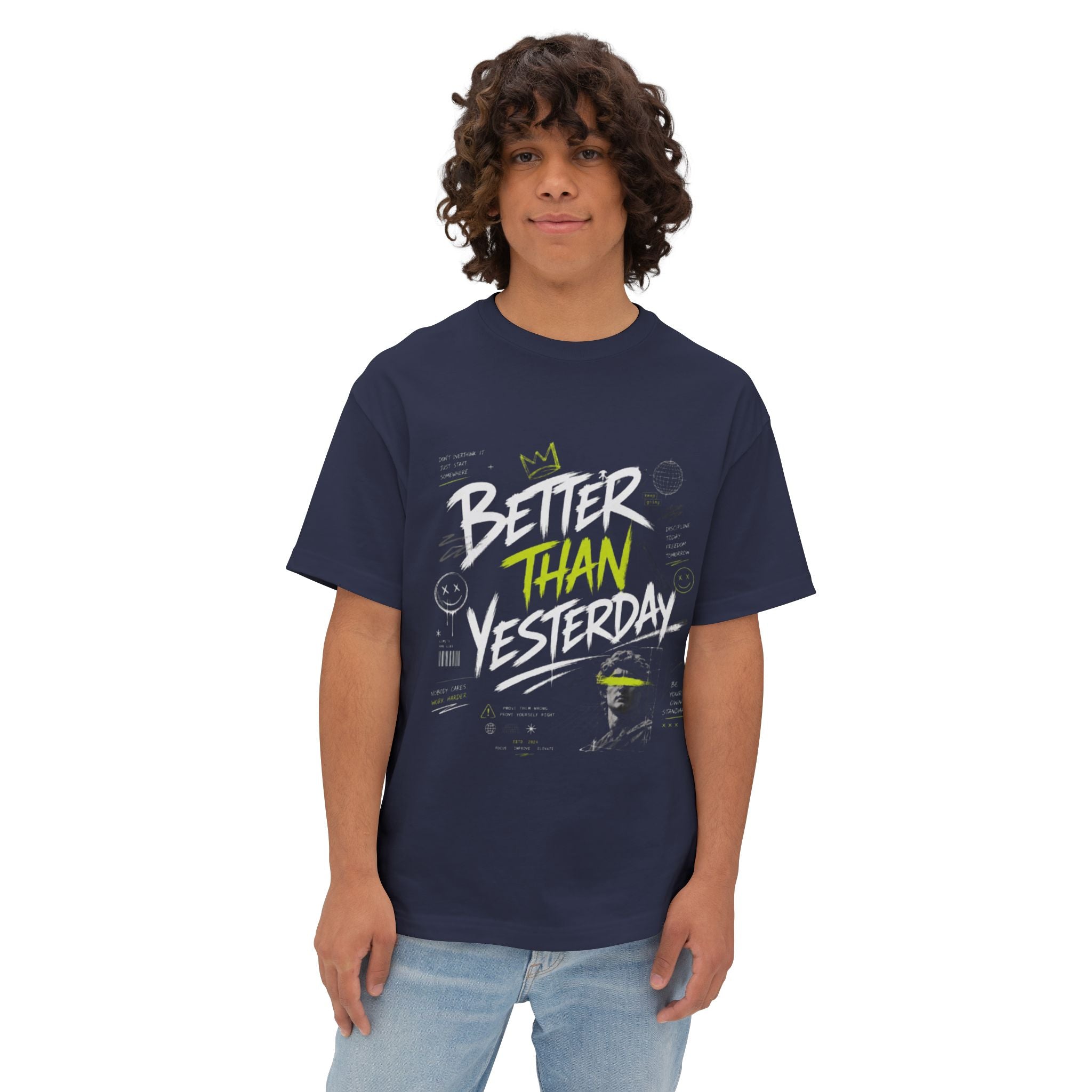 Better Than Yesterday Graphic Tee — Motivational Oversized Boxy T‑Shirt