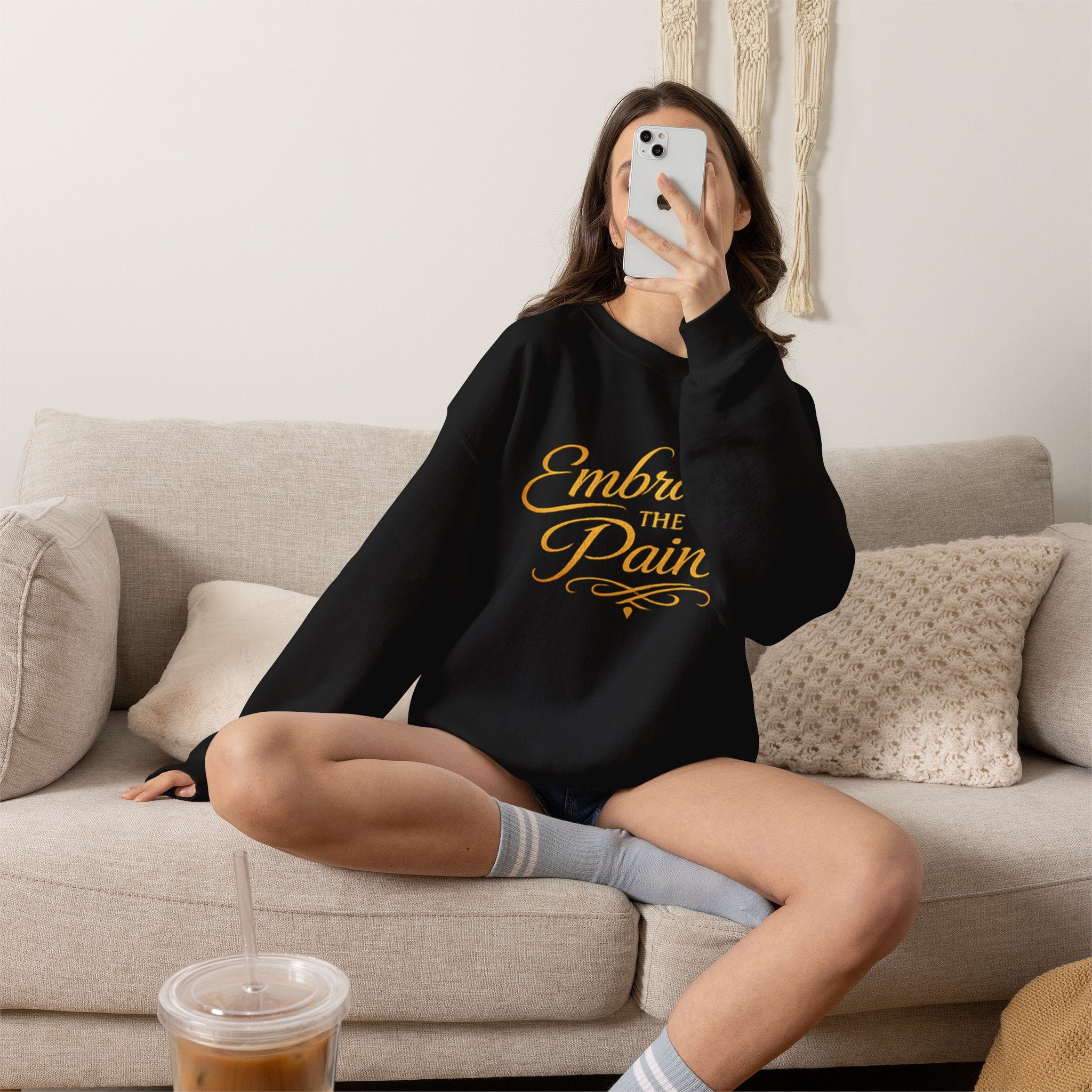 Embrace the Pain Crewneck Sweatshirt — Motivational Graphic Pullover