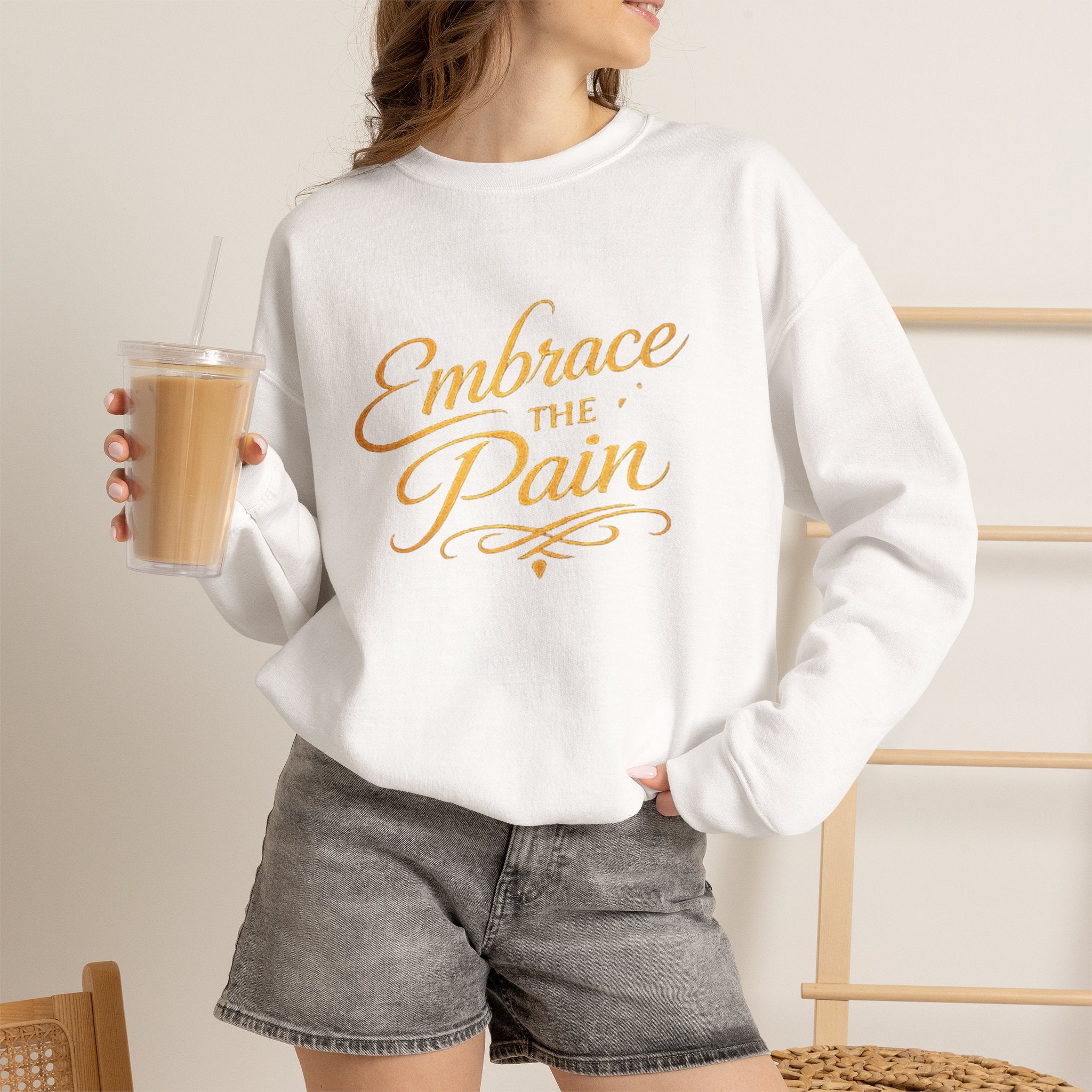 Embrace the Pain Crewneck Sweatshirt — Motivational Graphic Pullover