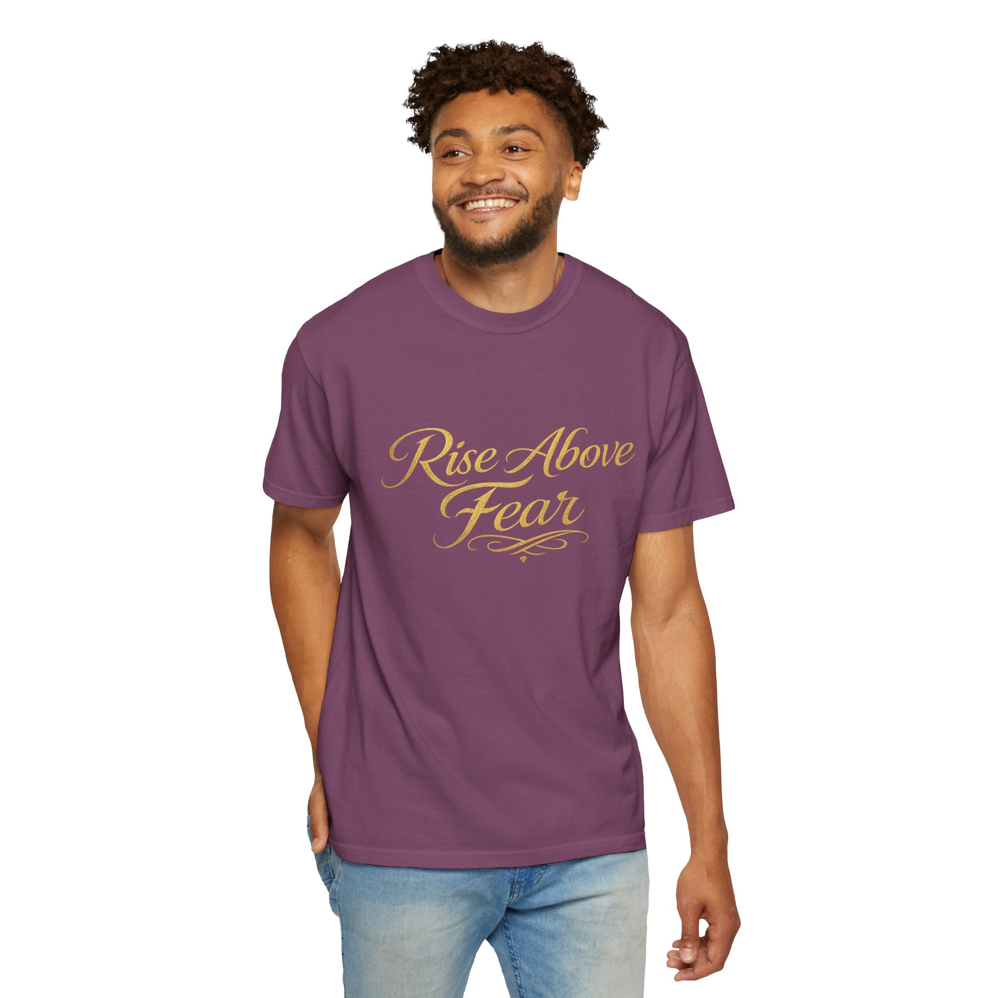 Rise Above Fear T-Shirt — Inspirational Script Graphic Tee