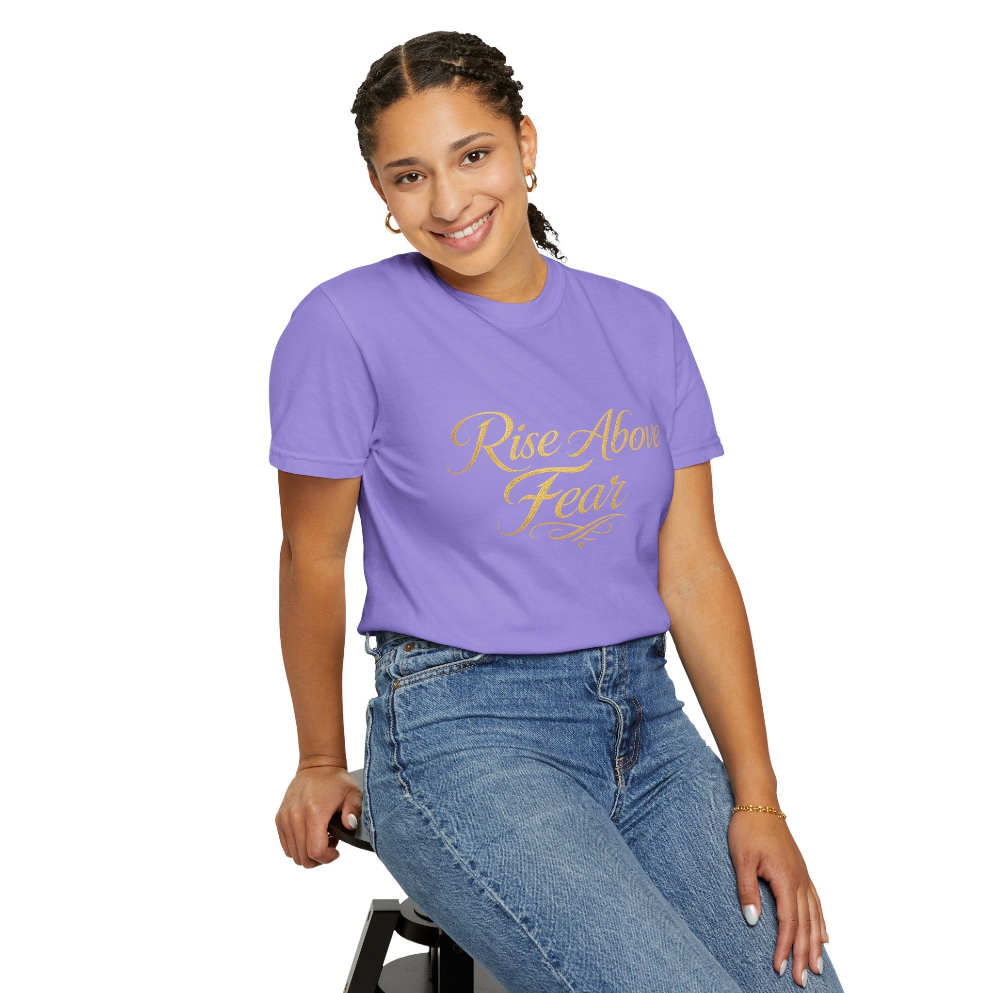 Rise Above Fear T-Shirt — Inspirational Script Graphic Tee