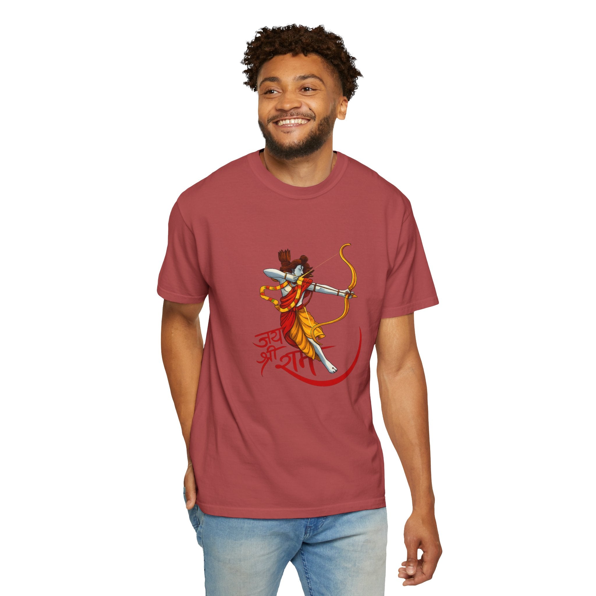 Ram Archer T-Shirt with ‘Jai Shri Ram’ Hindi Script — Hindu Festival & Devotional Tee