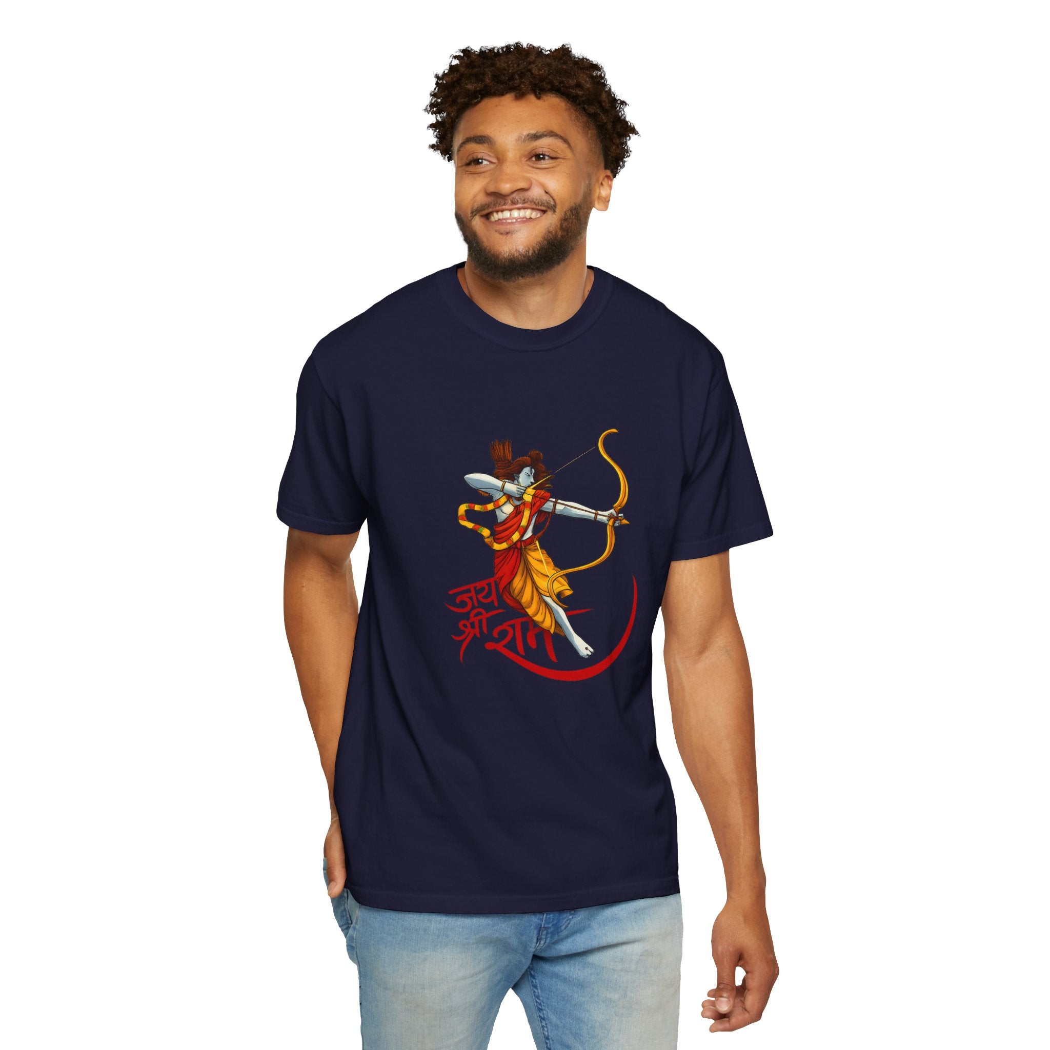 Ram Archer T-Shirt with ‘Jai Shri Ram’ Hindi Script — Hindu Festival & Devotional Tee