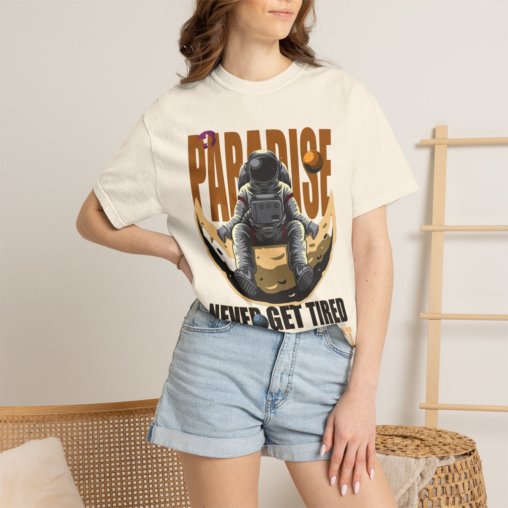 T-Shirt — 'Paradise: Never Get Tired of Getting Lost' Astronaut Graphic Tee