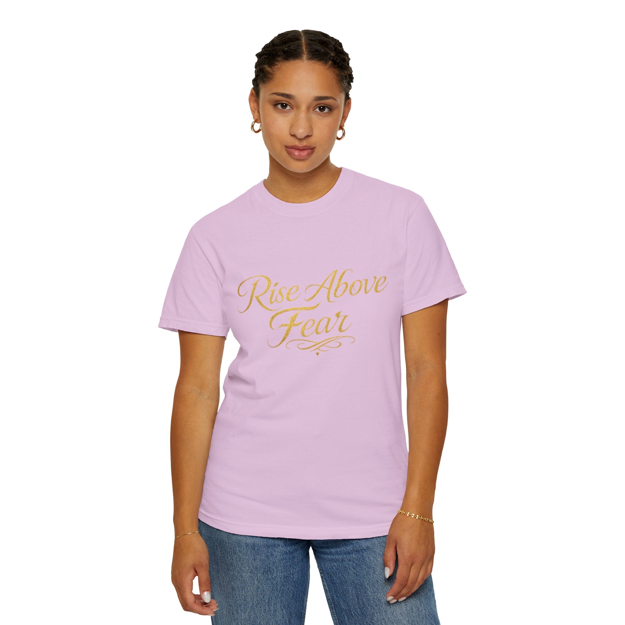 Rise Above Fear T-Shirt — Inspirational Script Graphic Tee