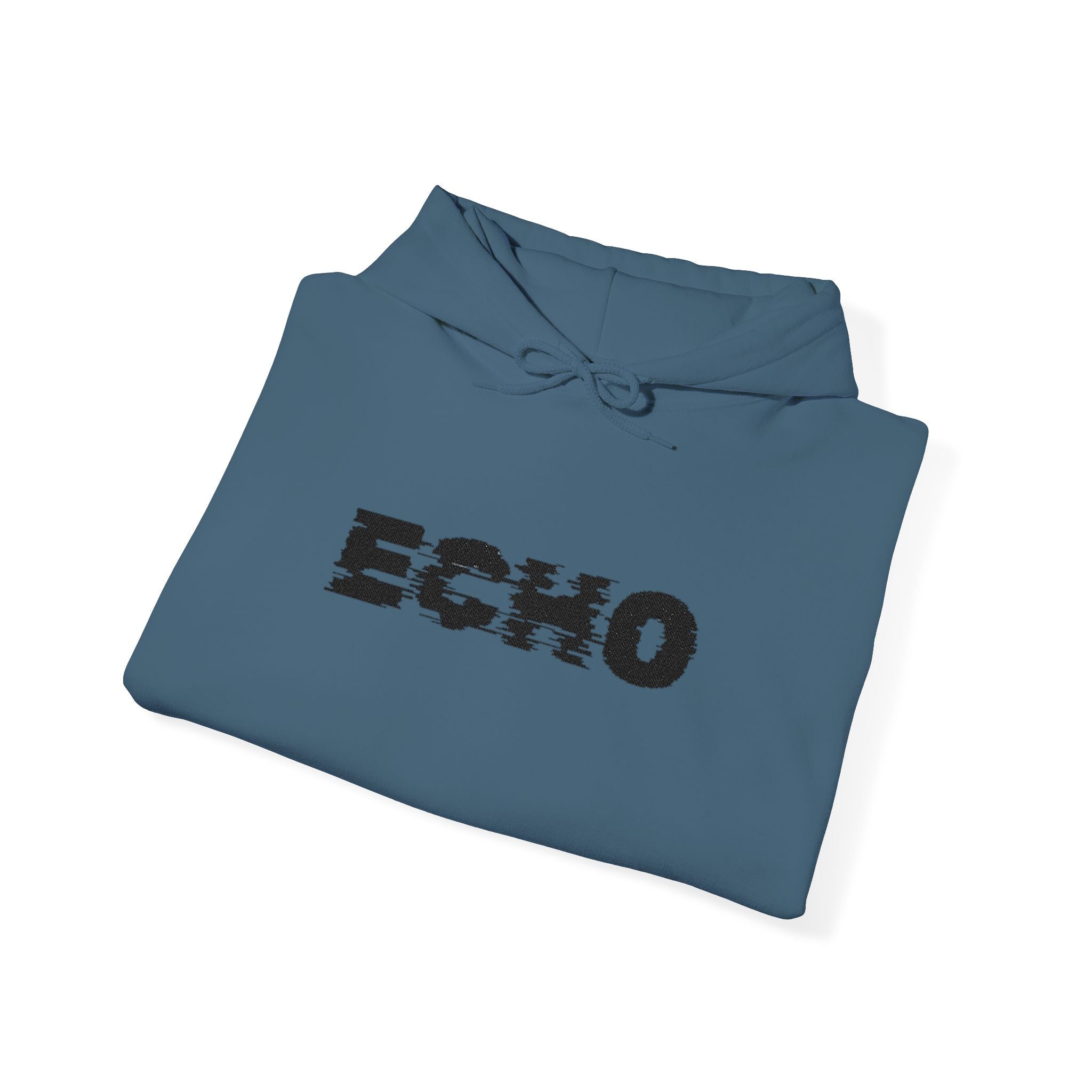 Echo Distressed Logo Hoodie — Retro Grunge Streetwear Pullover