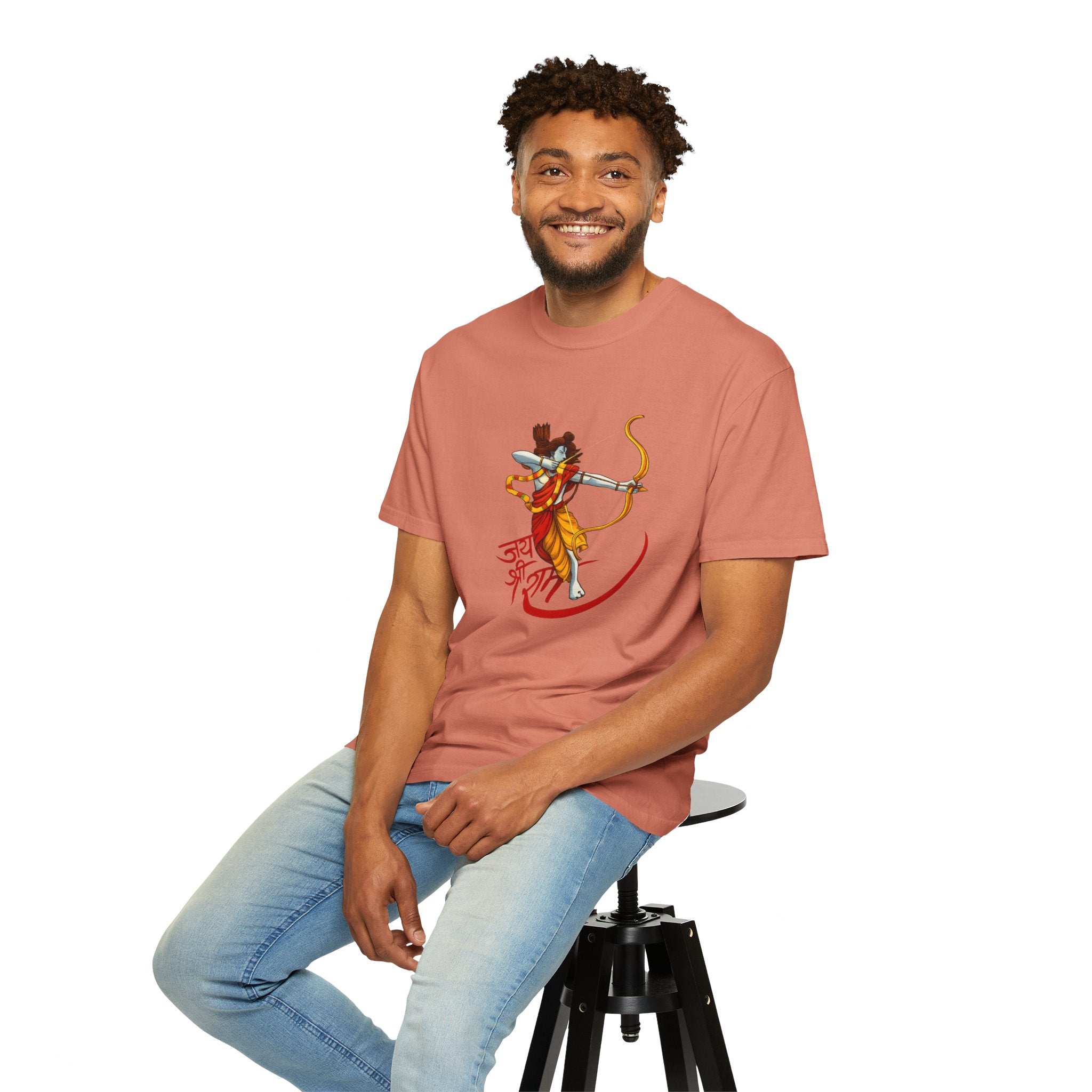 Ram Archer T-Shirt with ‘Jai Shri Ram’ Hindi Script — Hindu Festival & Devotional Tee
