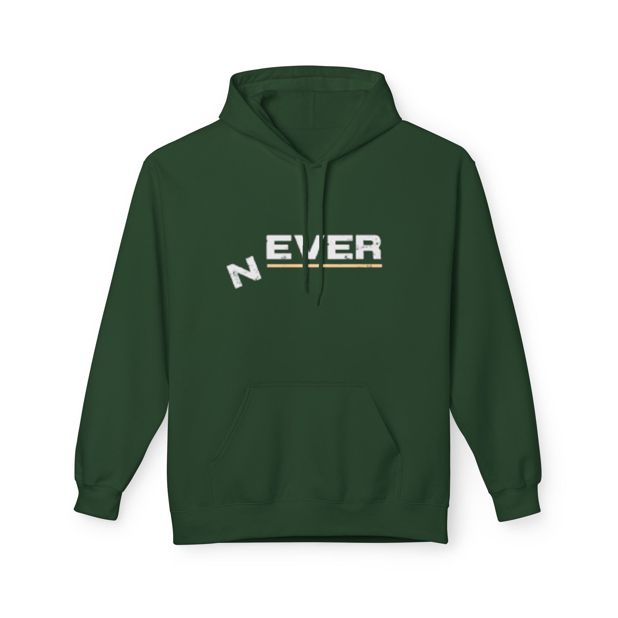 Never Typography Hoodie — Brown Casual Graphic Pullover