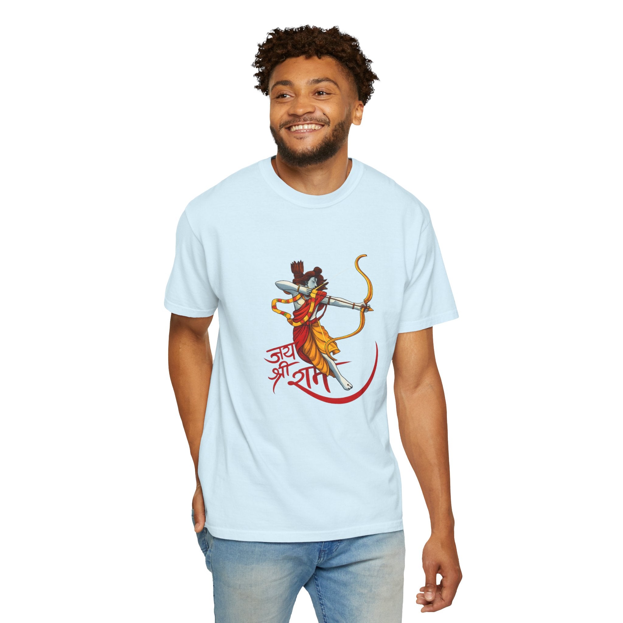Ram Archer T-Shirt with ‘Jai Shri Ram’ Hindi Script — Hindu Festival & Devotional Tee
