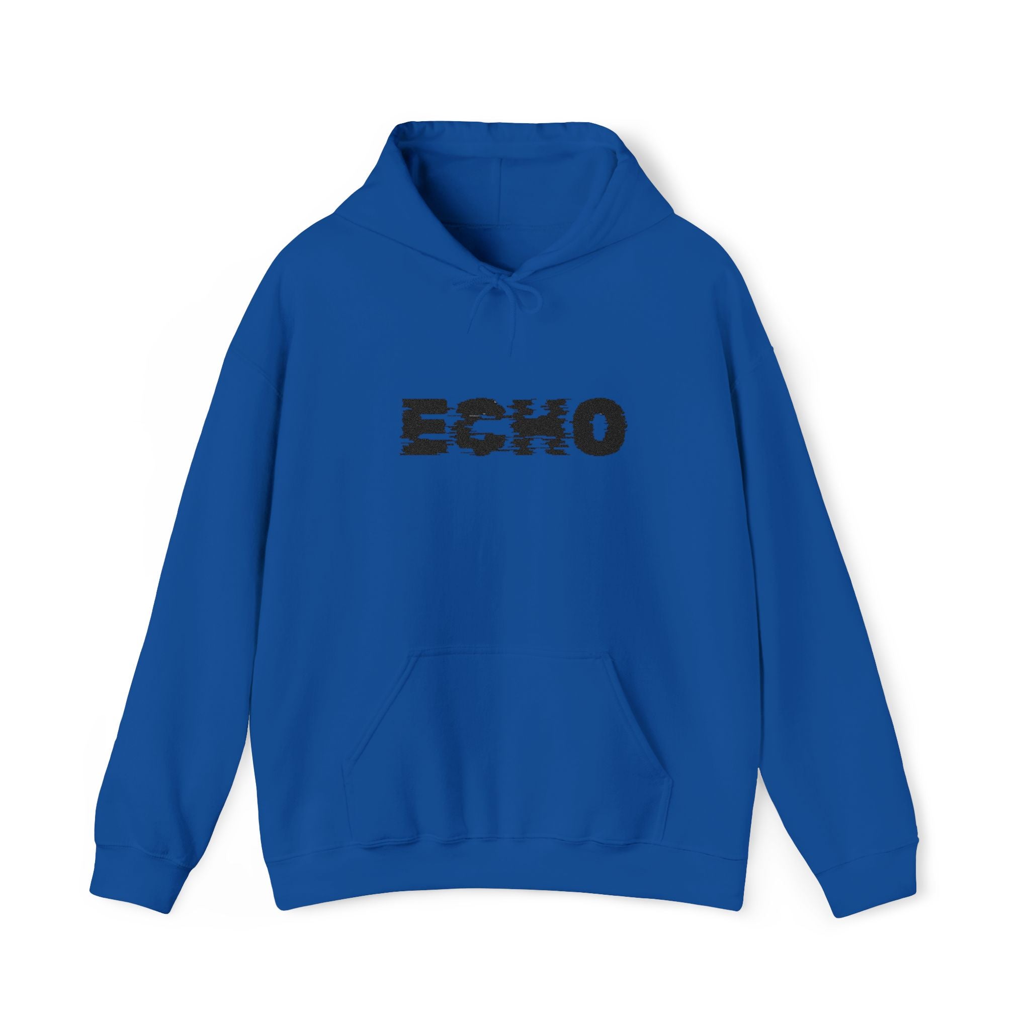 Echo Distressed Logo Hoodie — Retro Grunge Streetwear Pullover